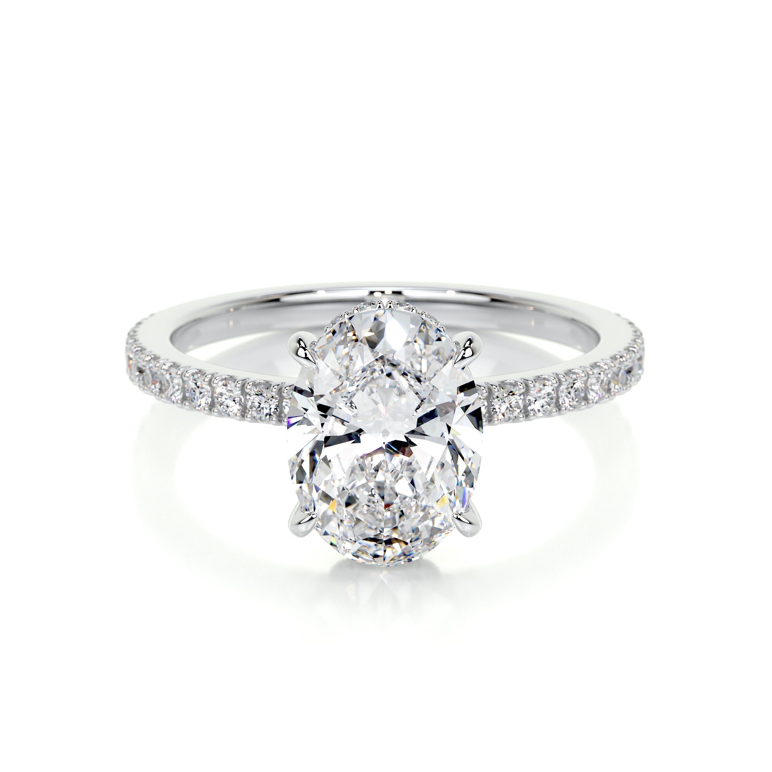 Oval Hidden Halo Pave Lab Grown Diamond Engagement Ring
