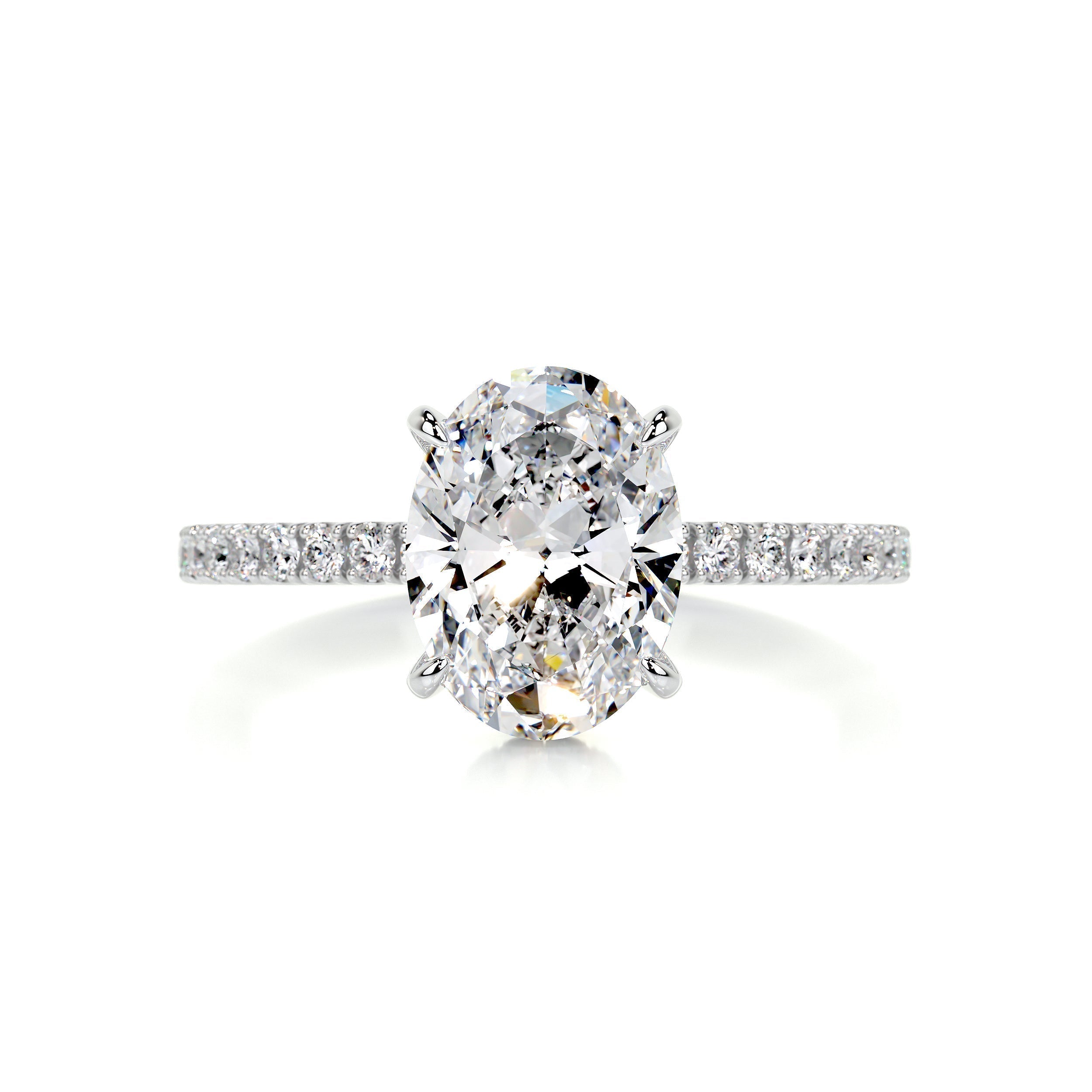 Oval Hidden Halo Pave Lab Grown Diamond Engagement Ring