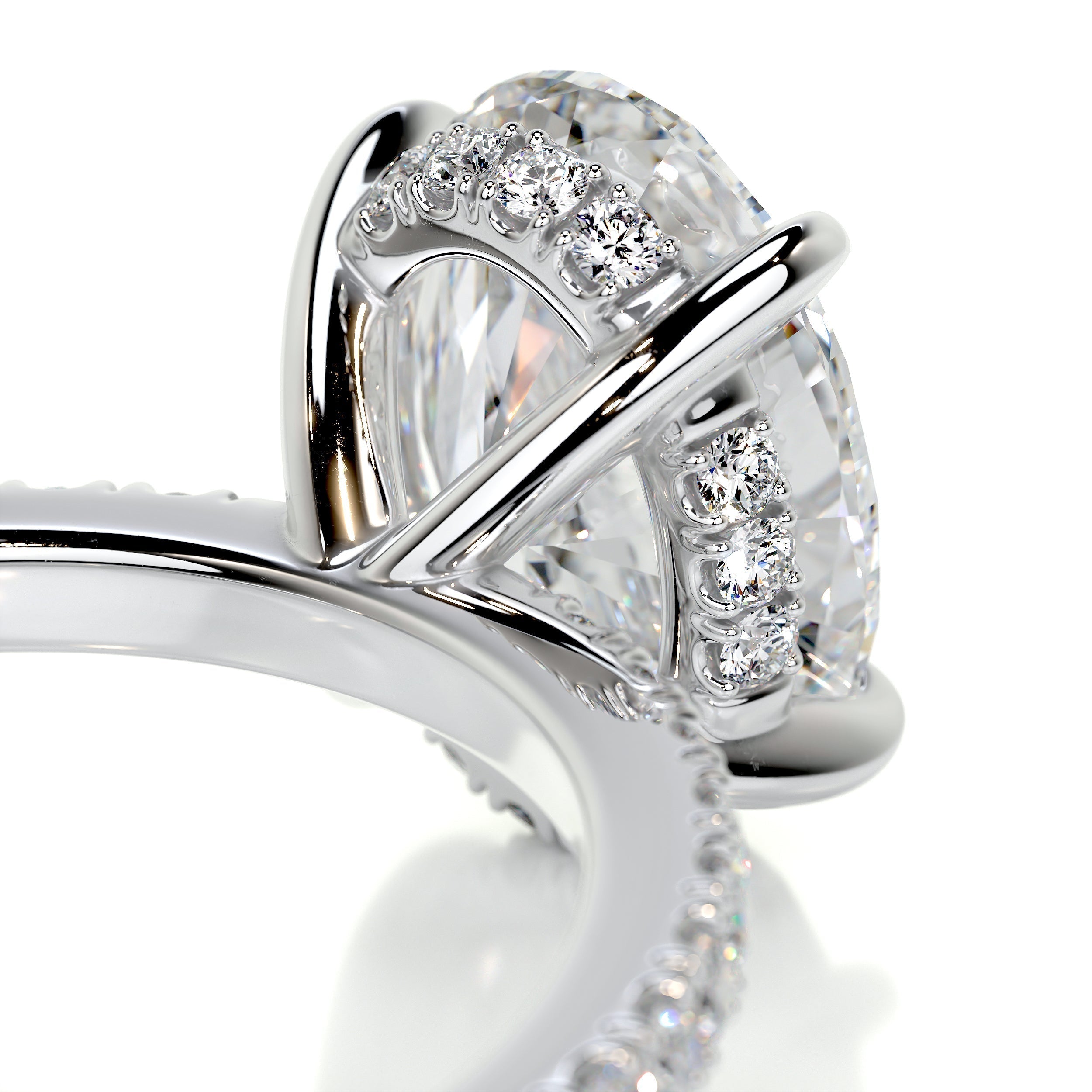 Oval Hidden Halo Pave Lab Grown Diamond Engagement Ring