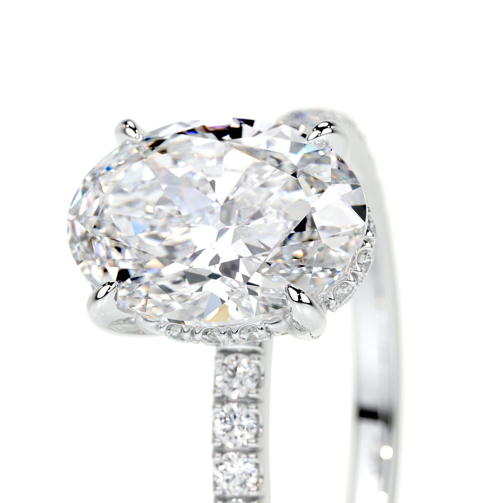 Oval Hidden Halo Pave Lab Grown Diamond Engagement Ring