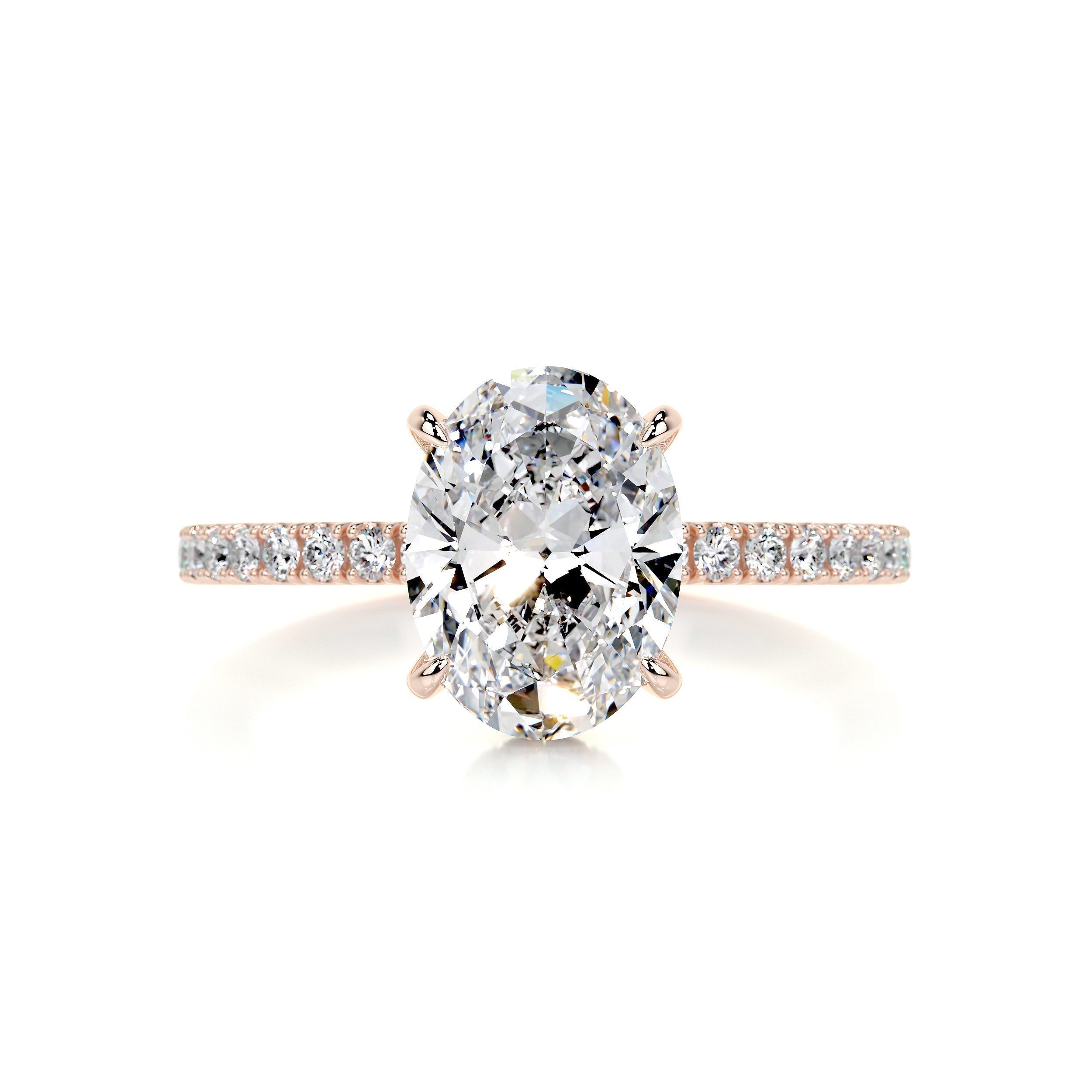 Oval Hidden Halo Pave Lab Grown Diamond Engagement Ring