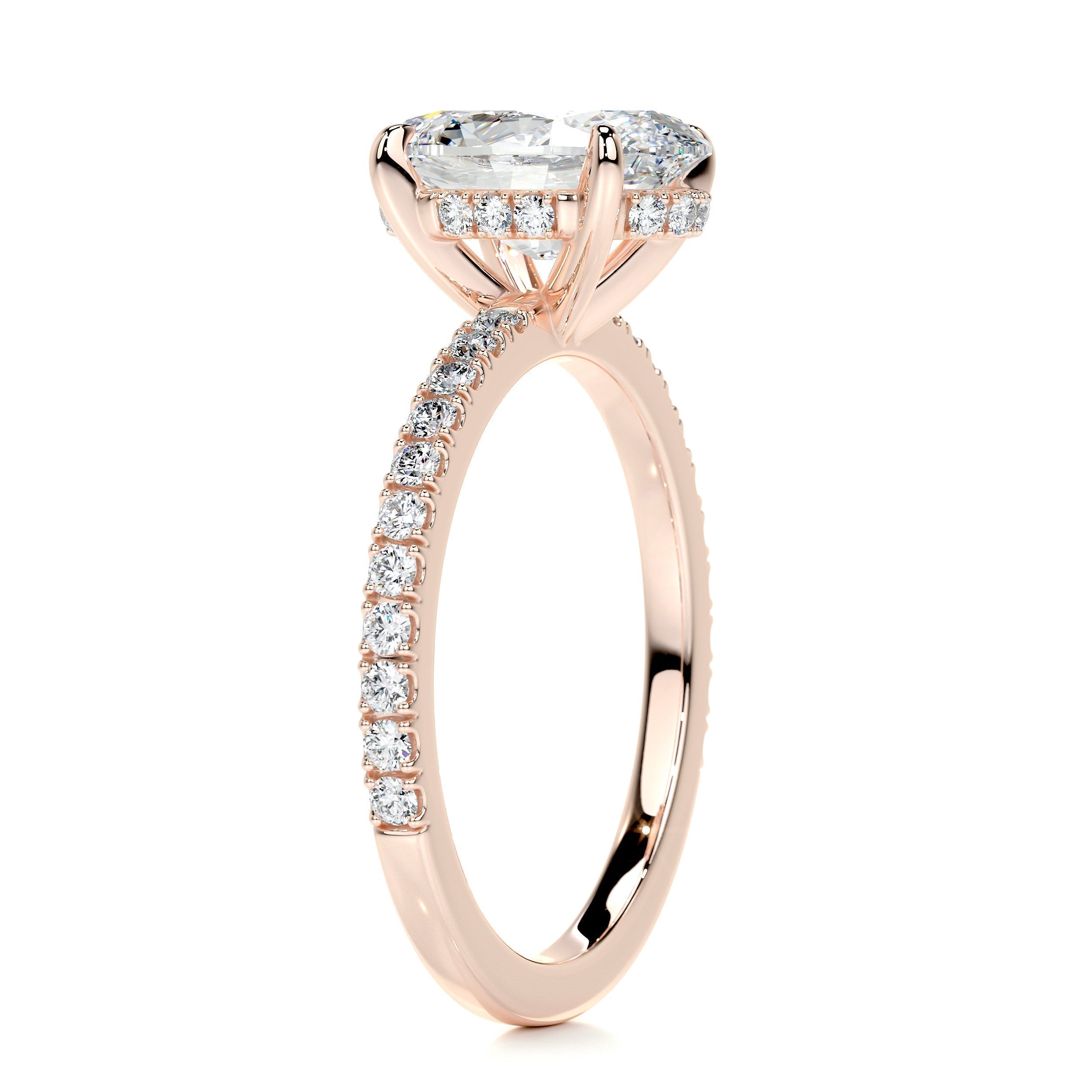 Oval Hidden Halo Pave Lab Grown Diamond Engagement Ring