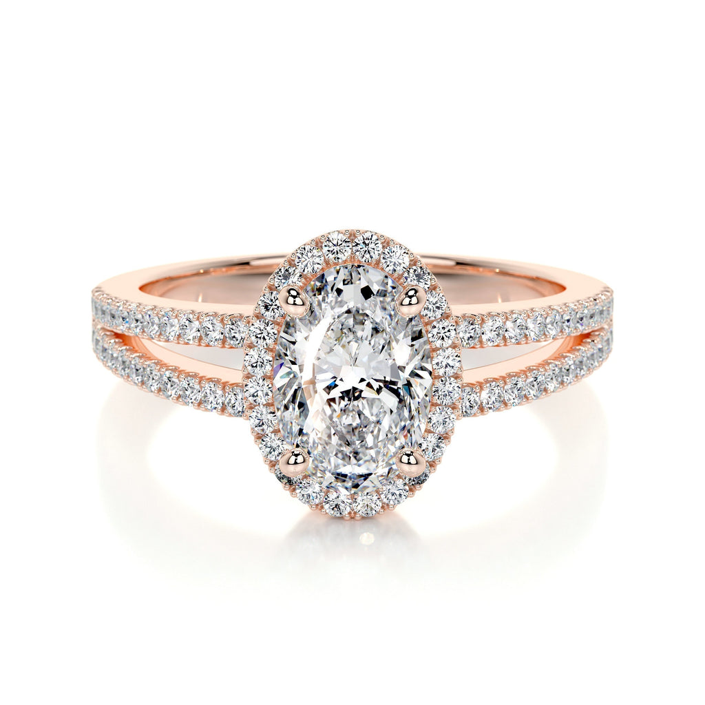 Oval Split Shank Halo Lab Grown Diamond Engagement Ring
