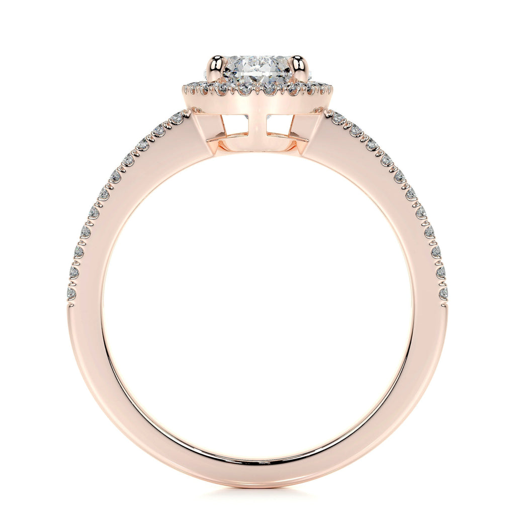 Oval Split Shank Halo Lab Grown Diamond Engagement Ring