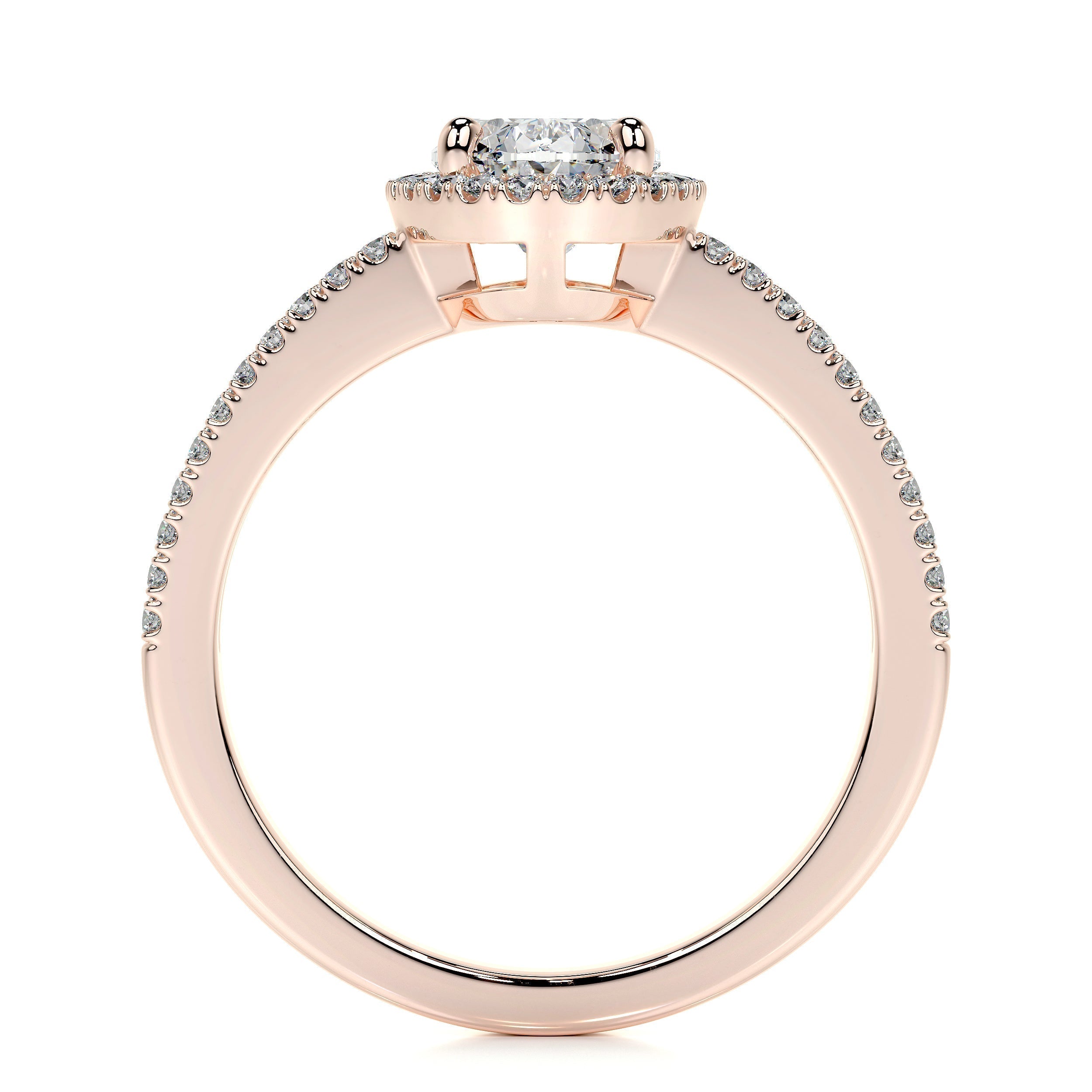 Oval Split Shank Halo Lab Grown Diamond Engagement Ring