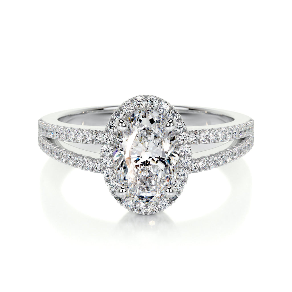 Oval Split Shank Halo Lab Grown Diamond Engagement Ring