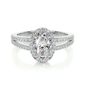 Oval Split Shank Halo Lab Grown Diamond Engagement Ring