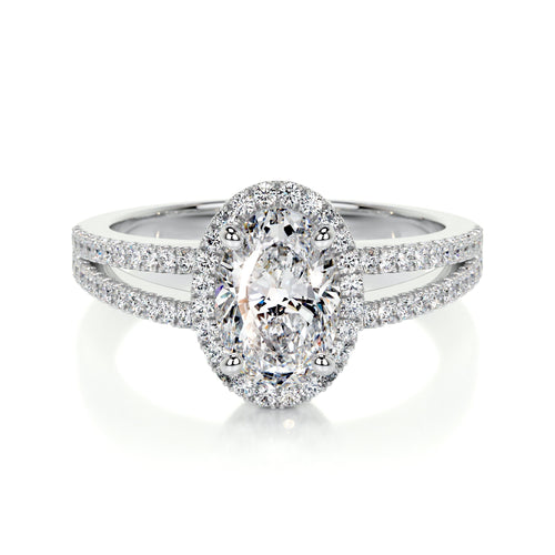 Oval Split Shank Halo Lab Grown Diamond Engagement Ring