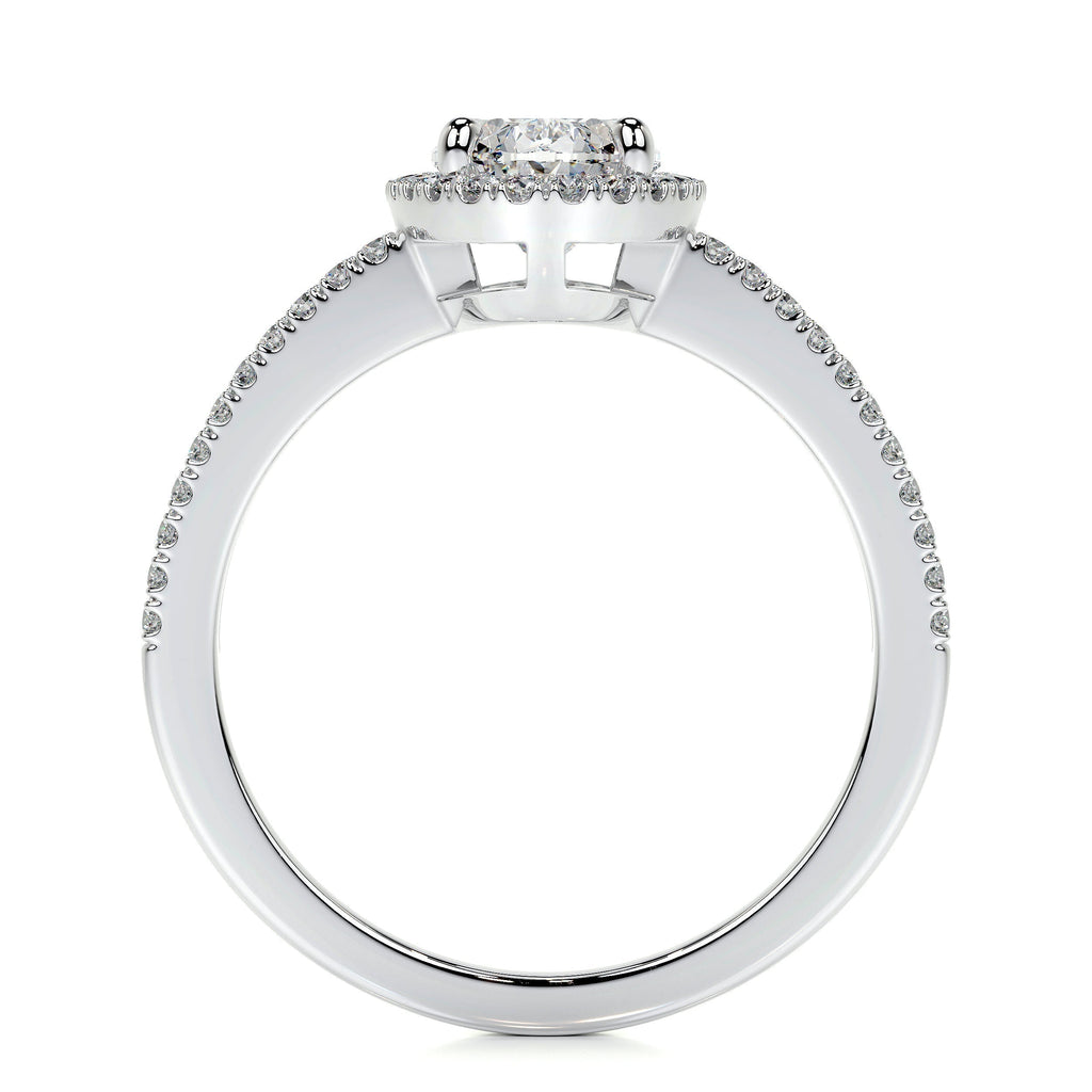 Oval Split Shank Halo Lab Grown Diamond Engagement Ring