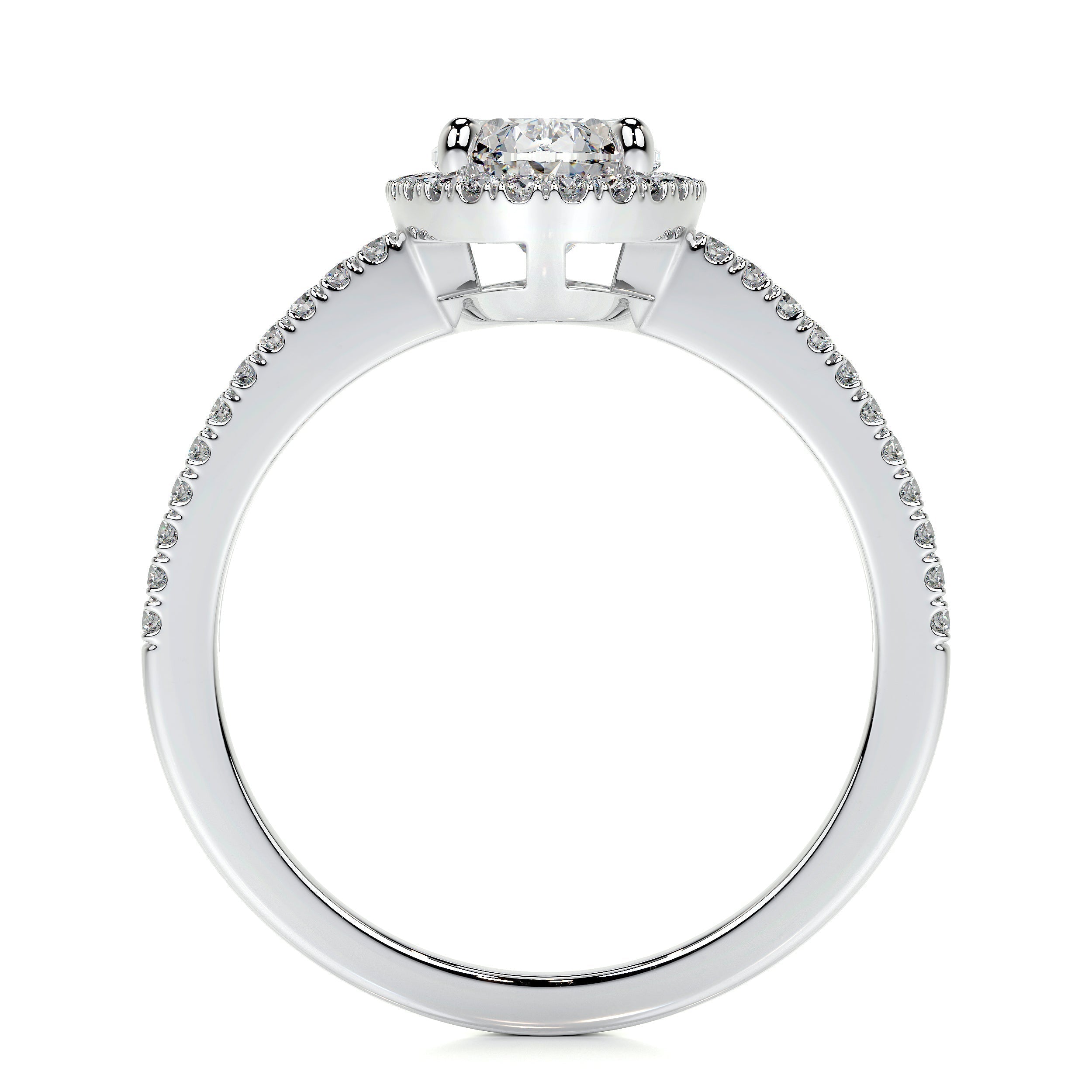 Oval Split Shank Halo Lab Grown Diamond Engagement Ring