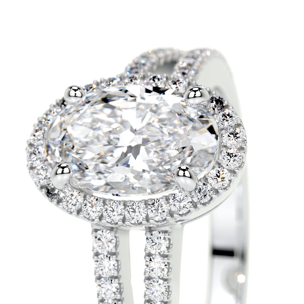 Oval Split Shank Halo Lab Grown Diamond Engagement Ring