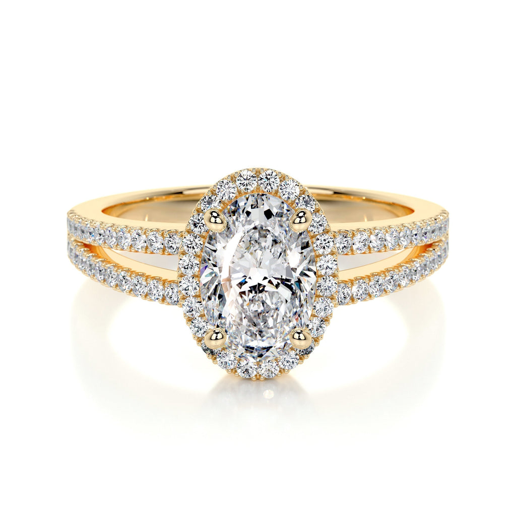 Oval Split Shank Halo Lab Grown Diamond Engagement Ring