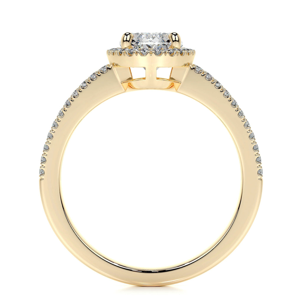 Oval Split Shank Halo Lab Grown Diamond Engagement Ring