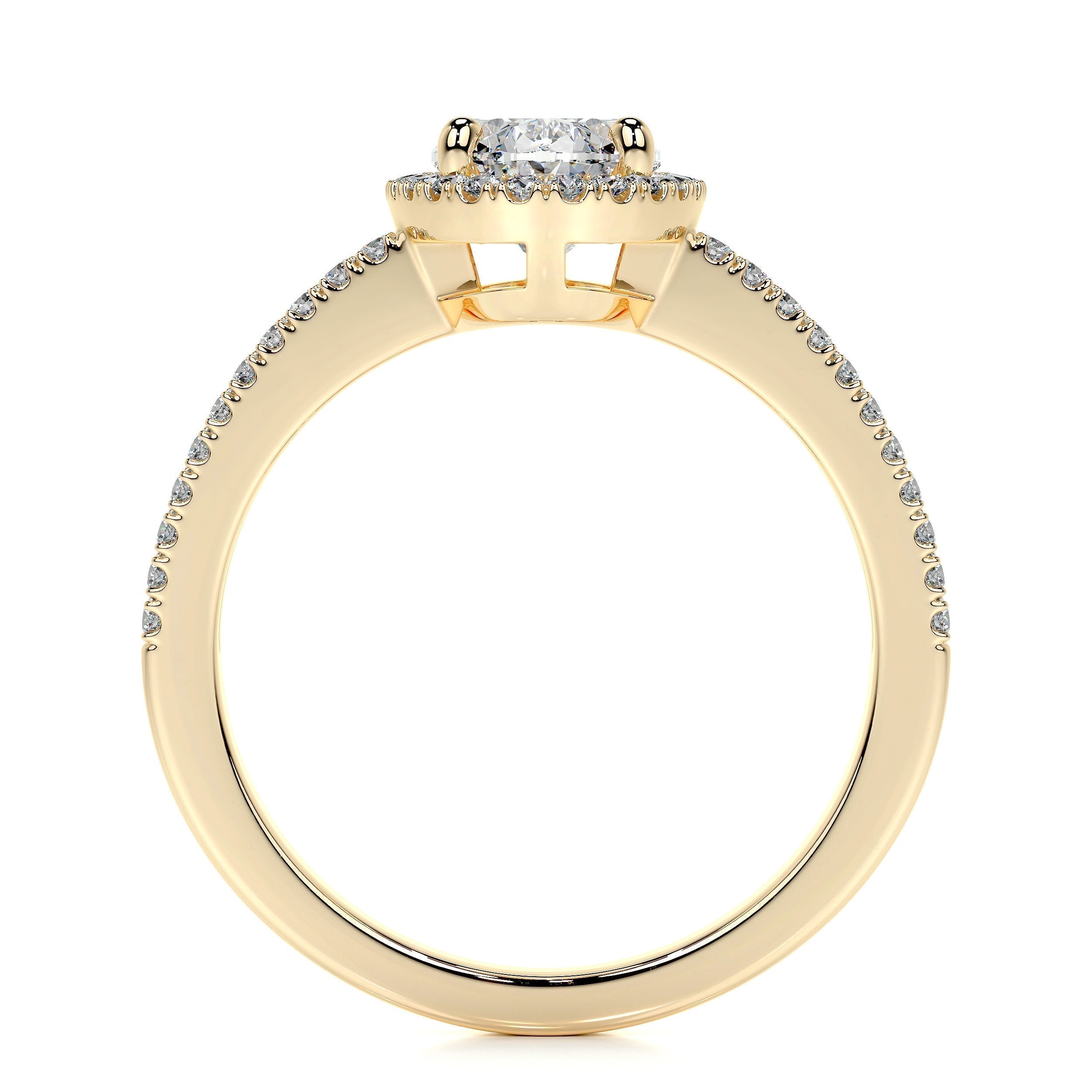 Oval Split Shank Halo Lab Grown Diamond Engagement Ring