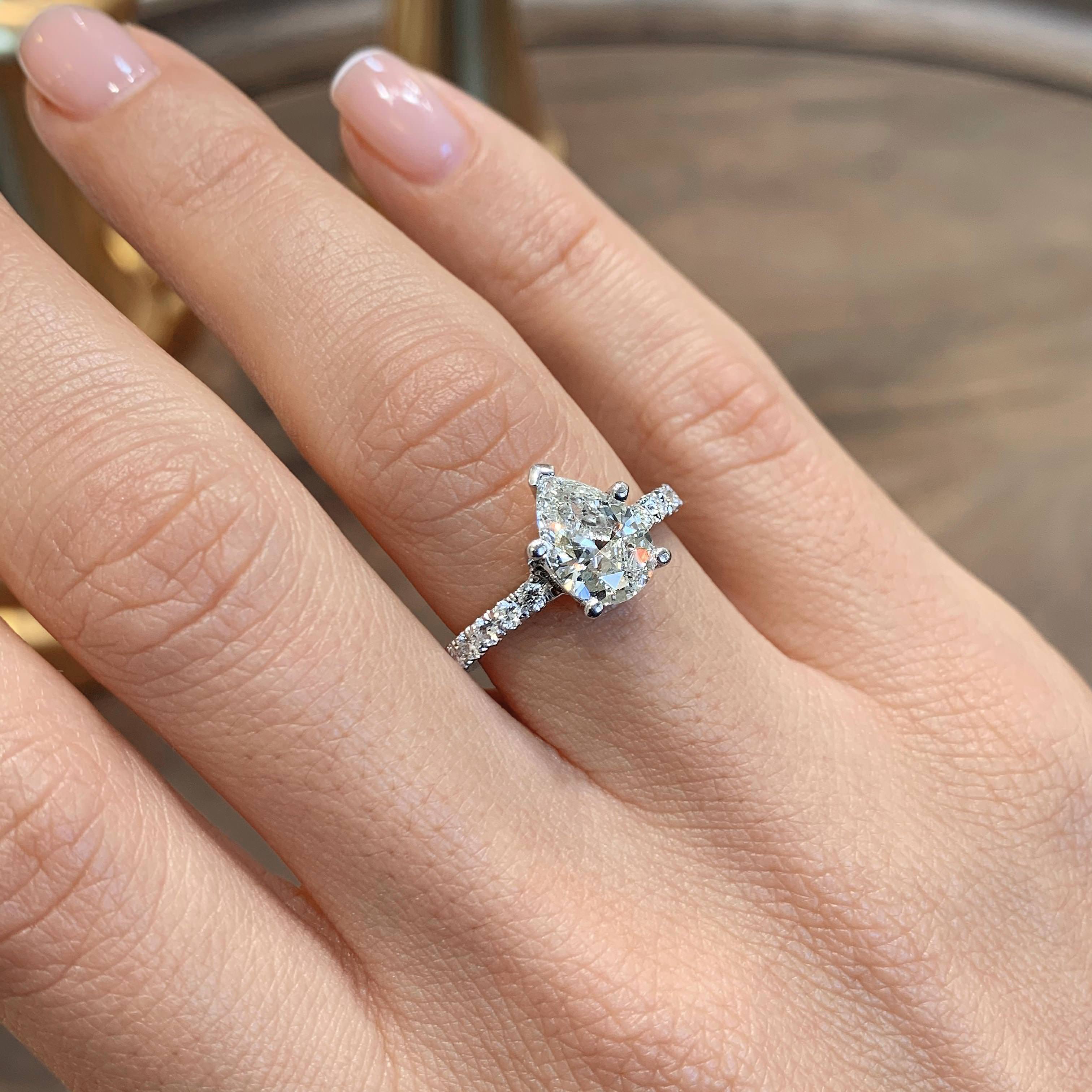 Pear Pave Lab Grown Diamond Engagement Ring