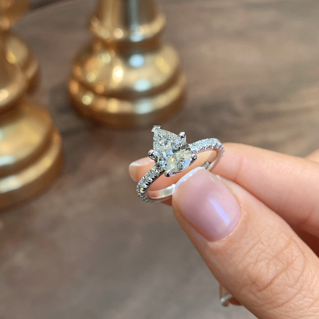 Pear Pave Lab Grown Diamond Engagement Ring