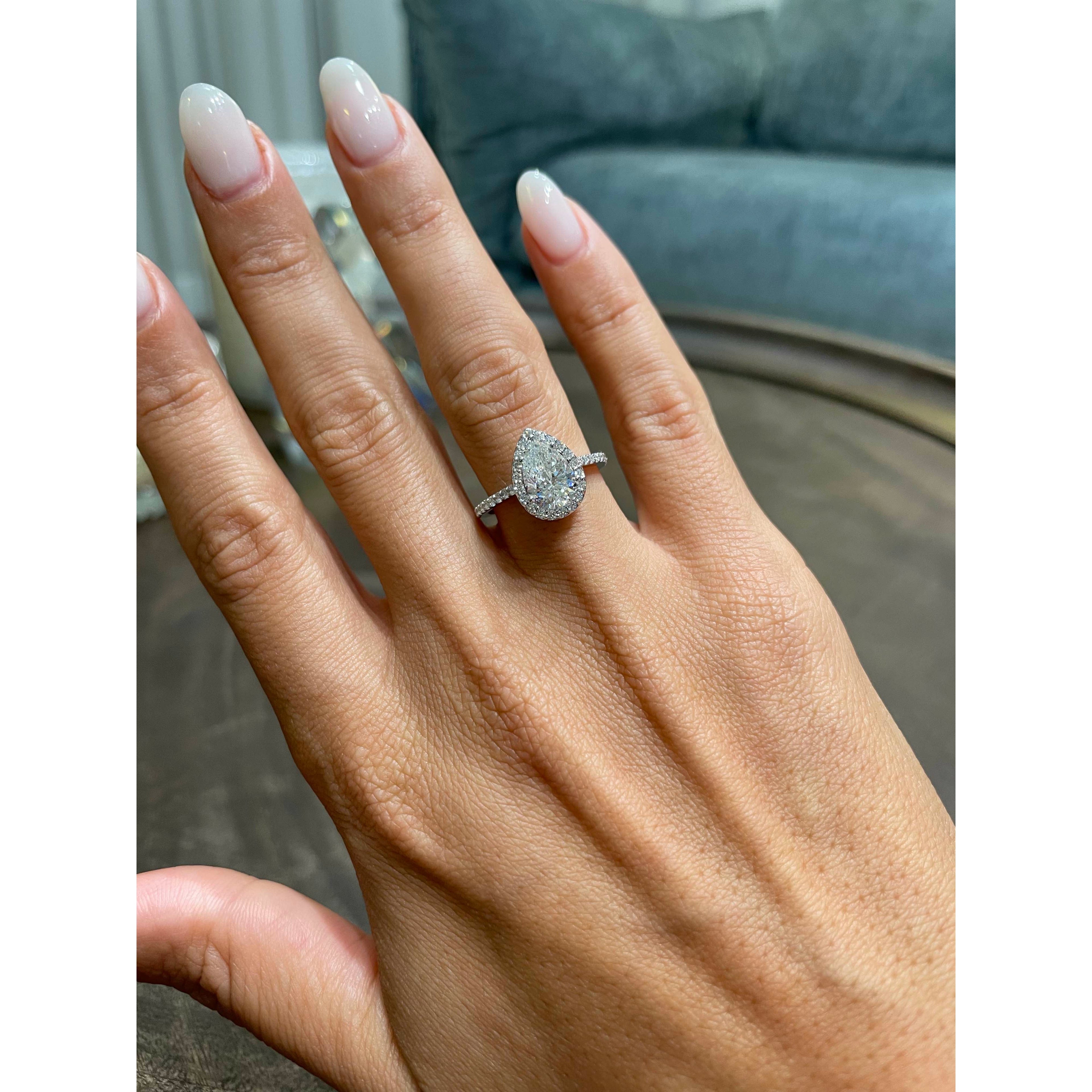 Pear Halo Lab Grown Diamond Engagement Ring