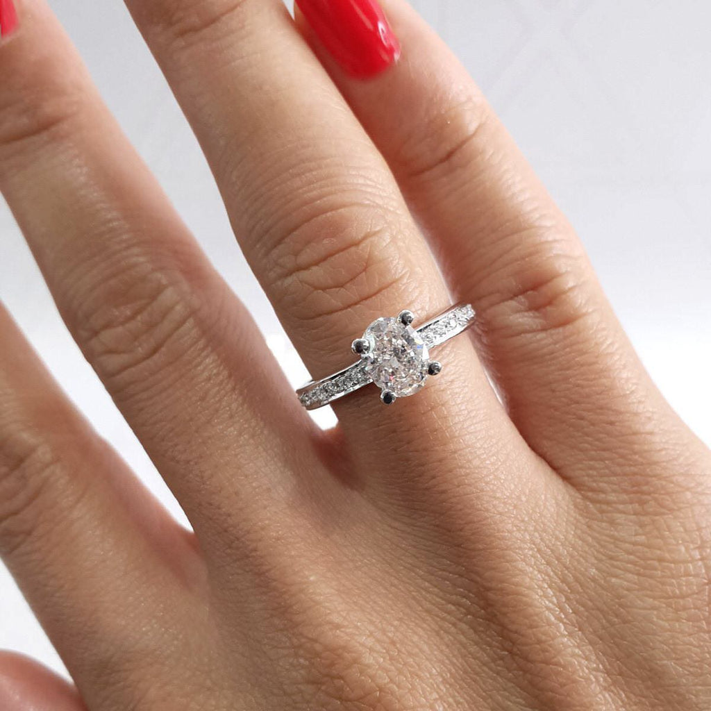 Oval Pave Lab Grown Diamond Engagement Ring