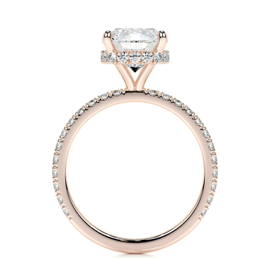 Cushion Hidden Halo Pave Lab Grown Diamond Engagement Ring