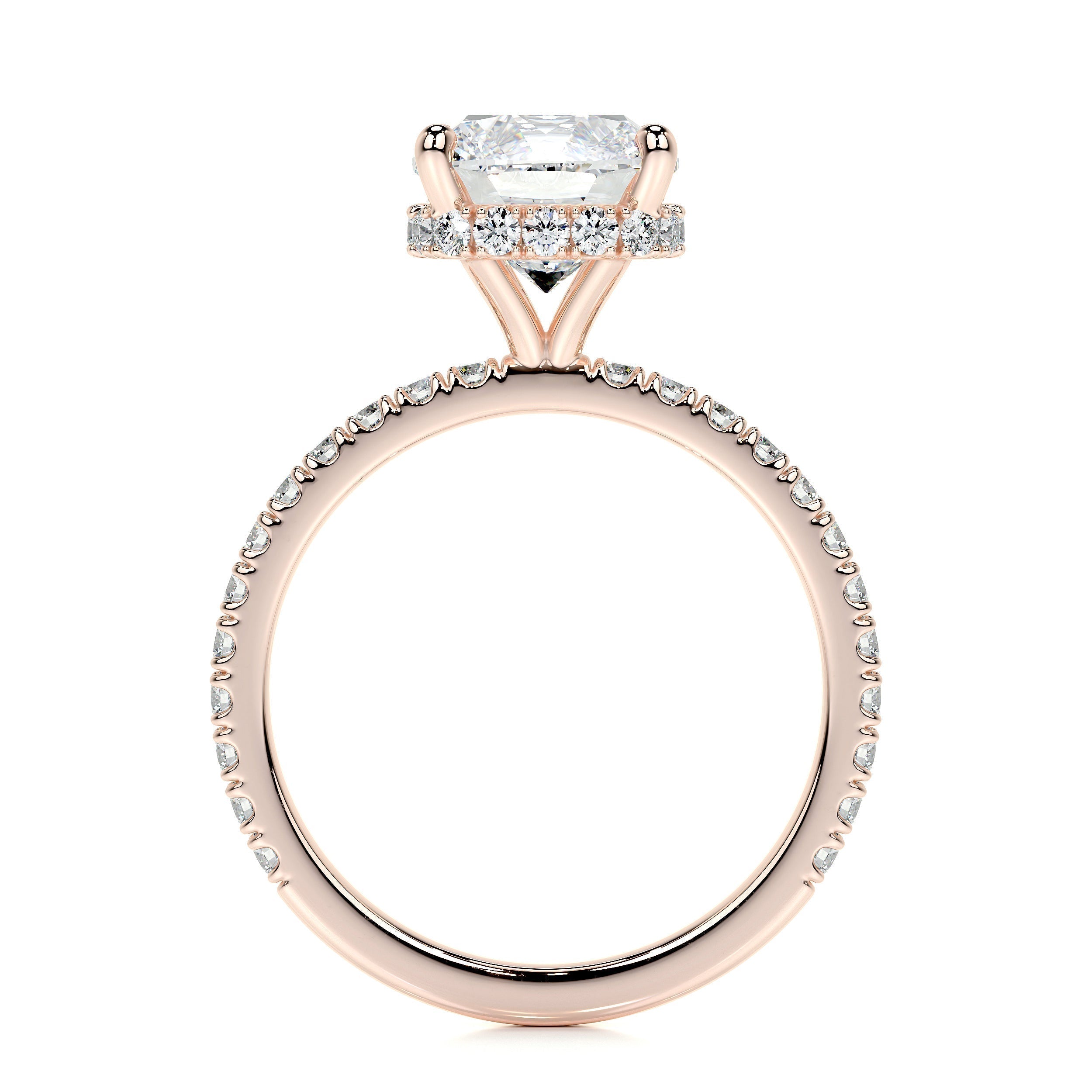 Cushion Hidden Halo Pave Lab Grown Diamond Engagement Ring