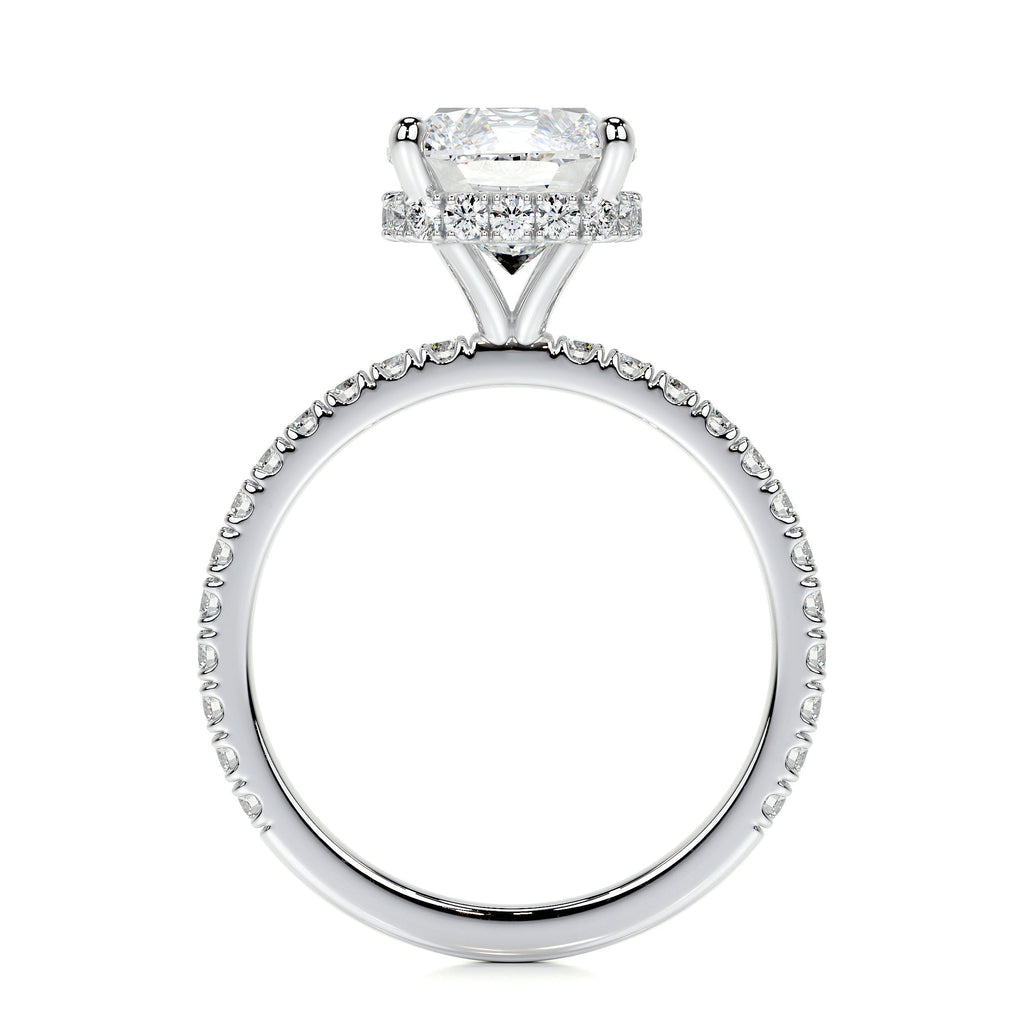 Cushion Hidden Halo Pave Lab Grown Diamond Engagement Ring