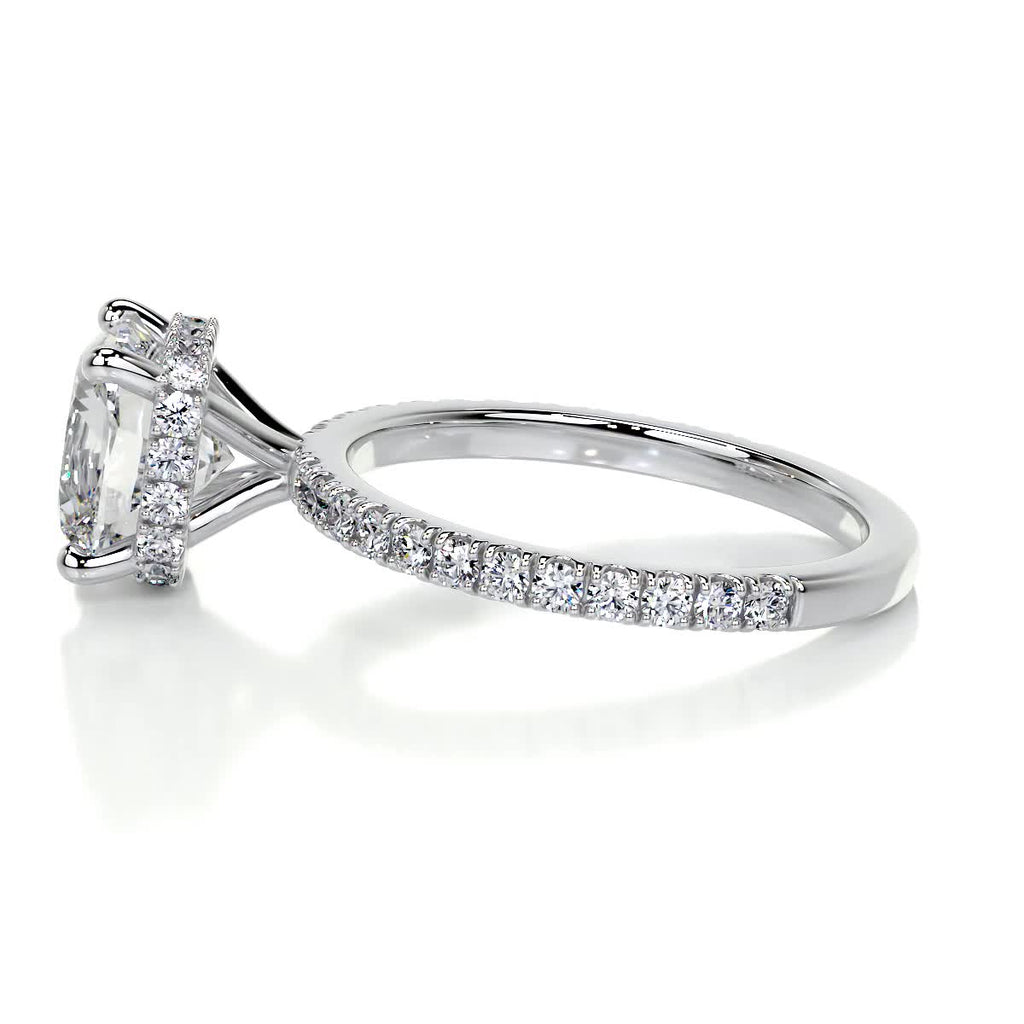 Cushion Hidden Halo Pave Lab Grown Diamond Engagement Ring