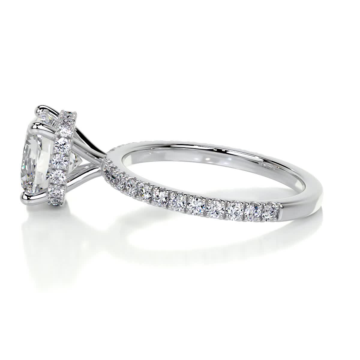 Cushion Hidden Halo Pave Lab Grown Diamond Engagement Ring