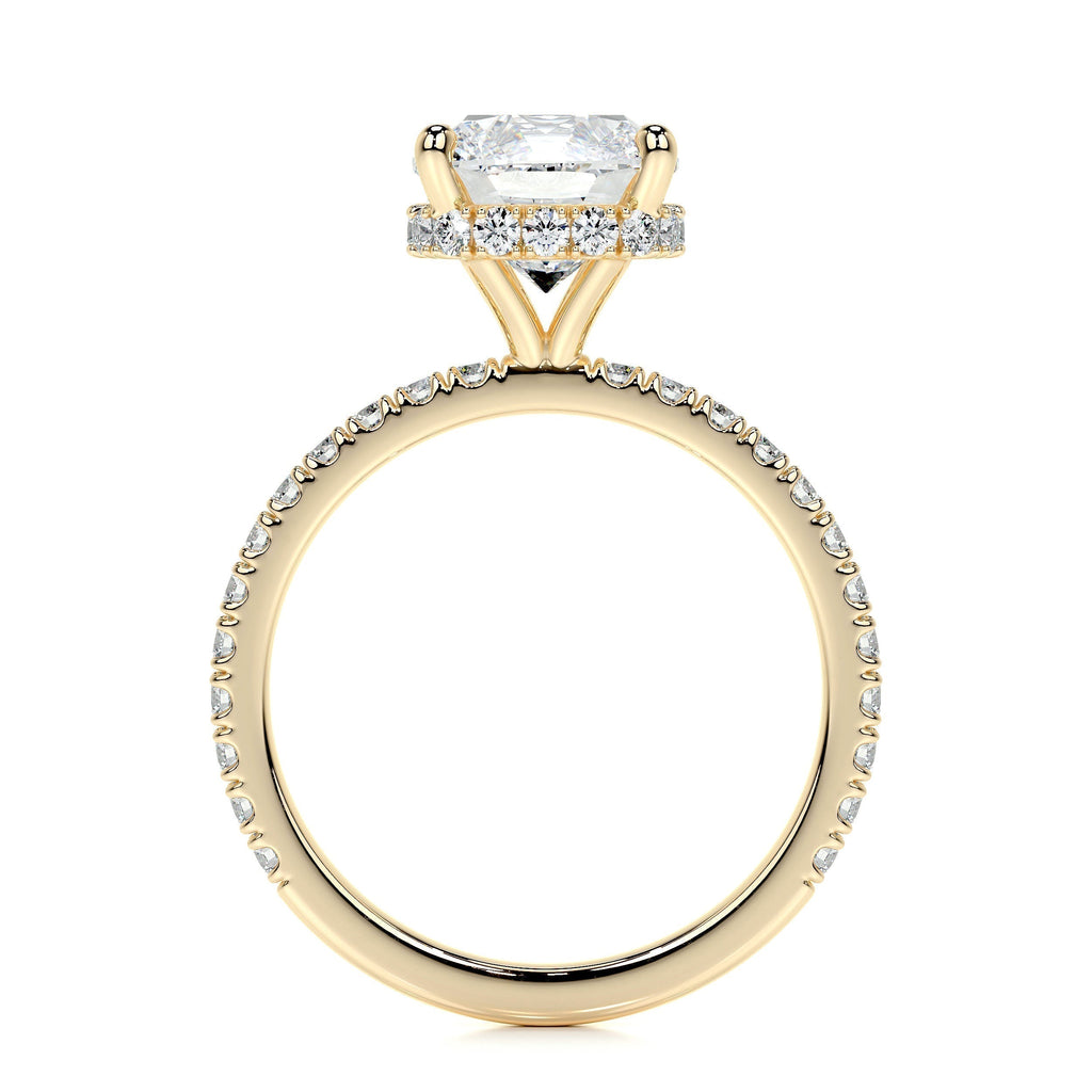 Cushion Hidden Halo Pave Lab Grown Diamond Engagement Ring
