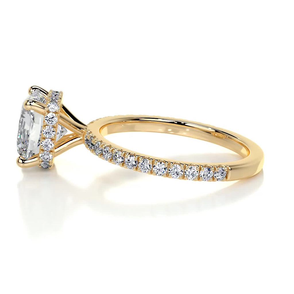 Cushion Hidden Halo Pave Lab Grown Diamond Engagement Ring