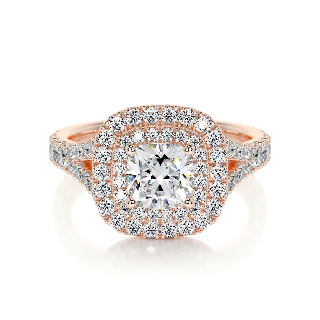 Cushion Double Halo Split Shank Lab Grown Diamond Engagement Ring