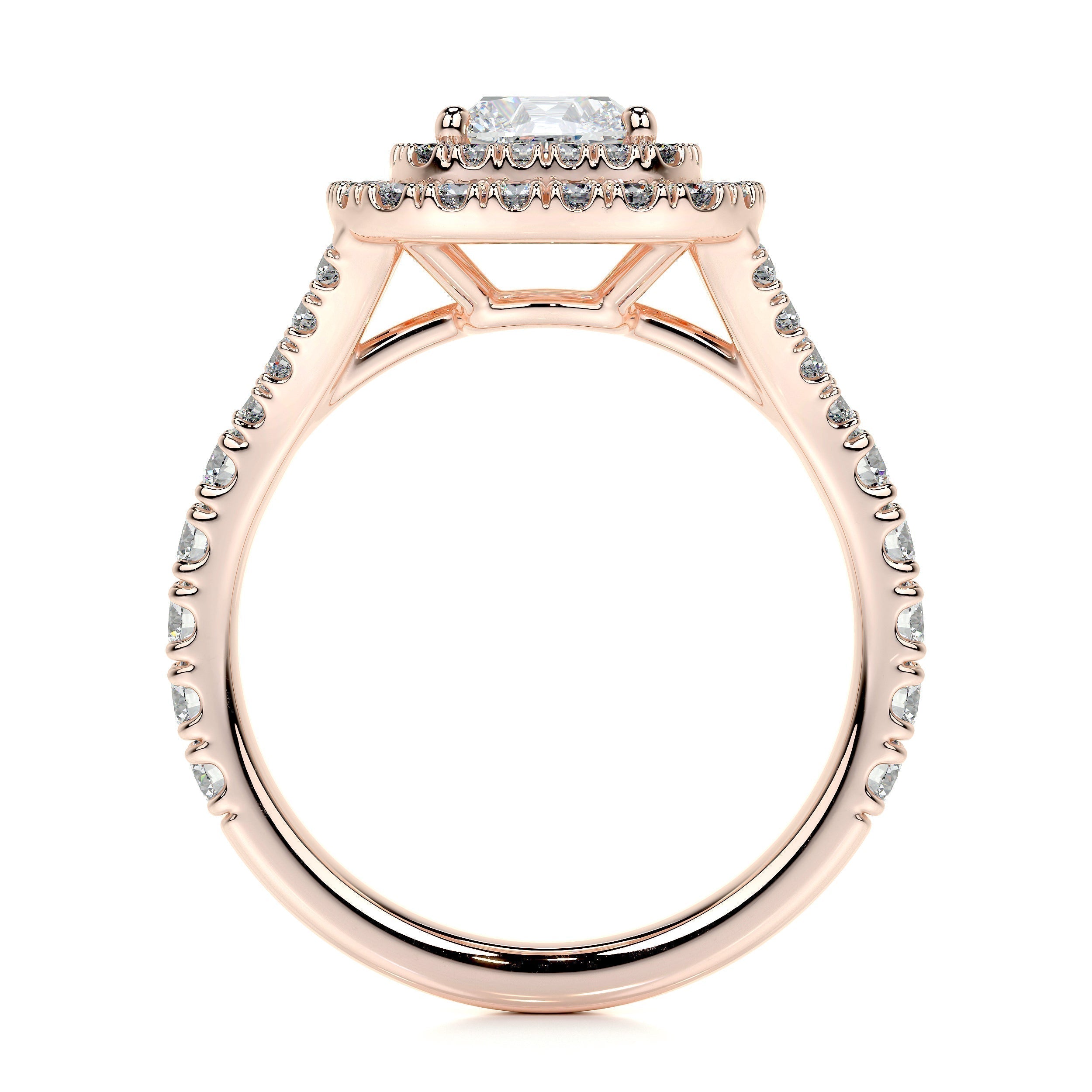 Cushion Double Halo Split Shank Lab Grown Diamond Engagement Ring