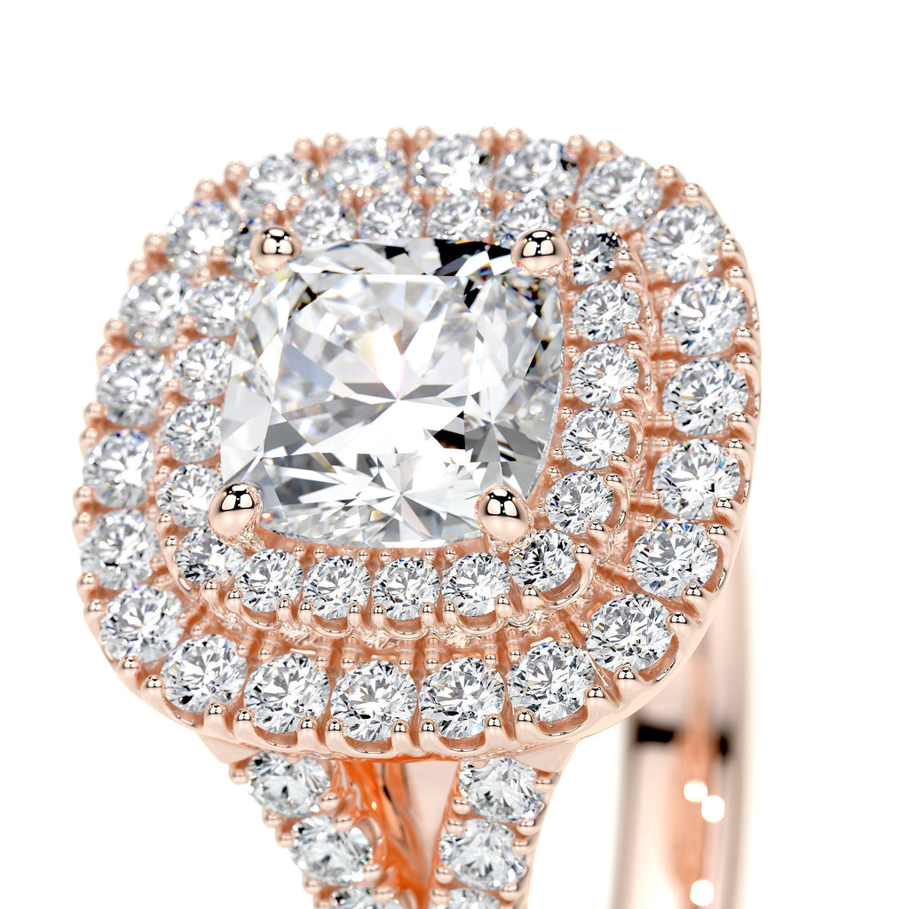 Cushion Double Halo Split Shank Lab Grown Diamond Engagement Ring