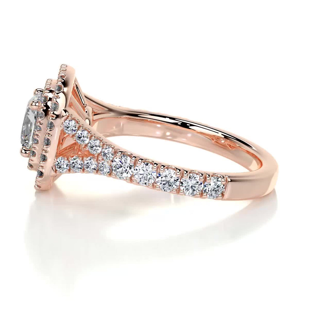 Cushion Double Halo Split Shank Lab Grown Diamond Engagement Ring