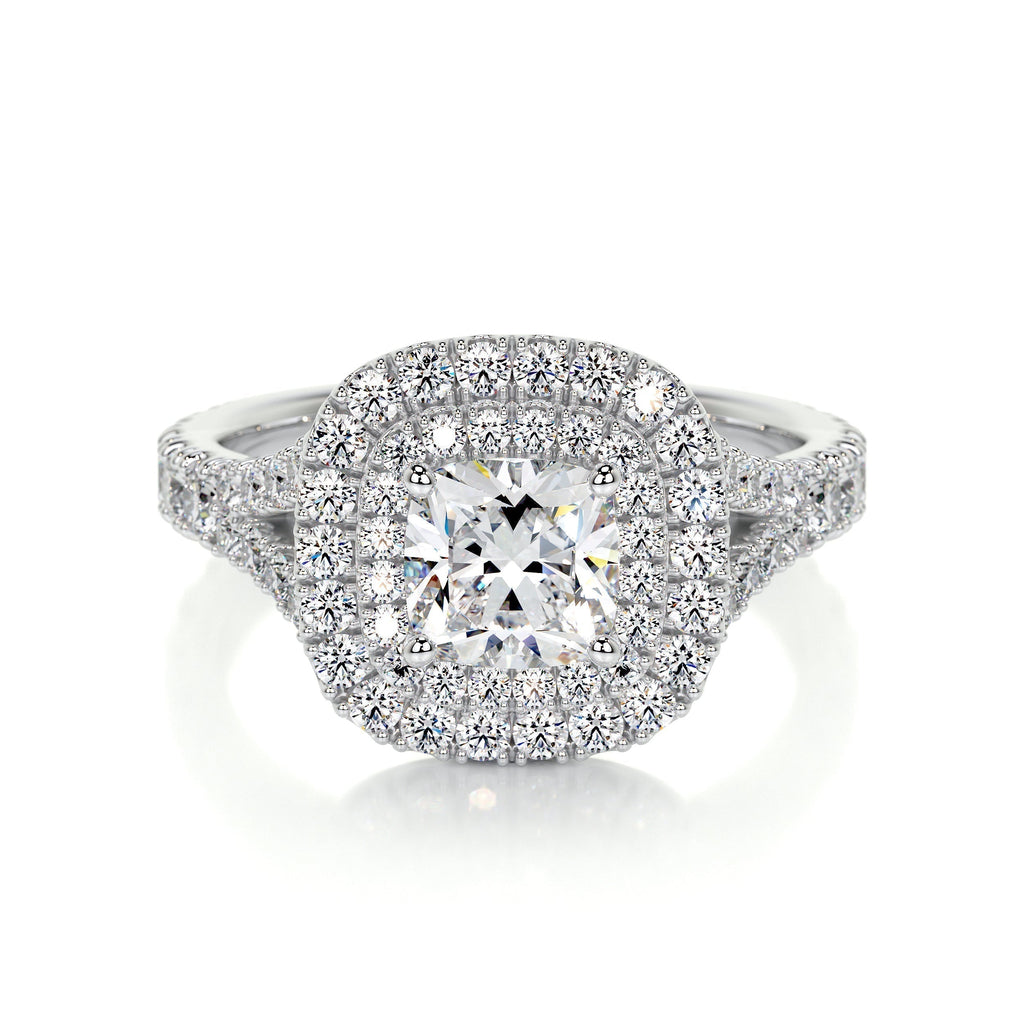 Cushion Double Halo Split Shank Lab Grown Diamond Engagement Ring