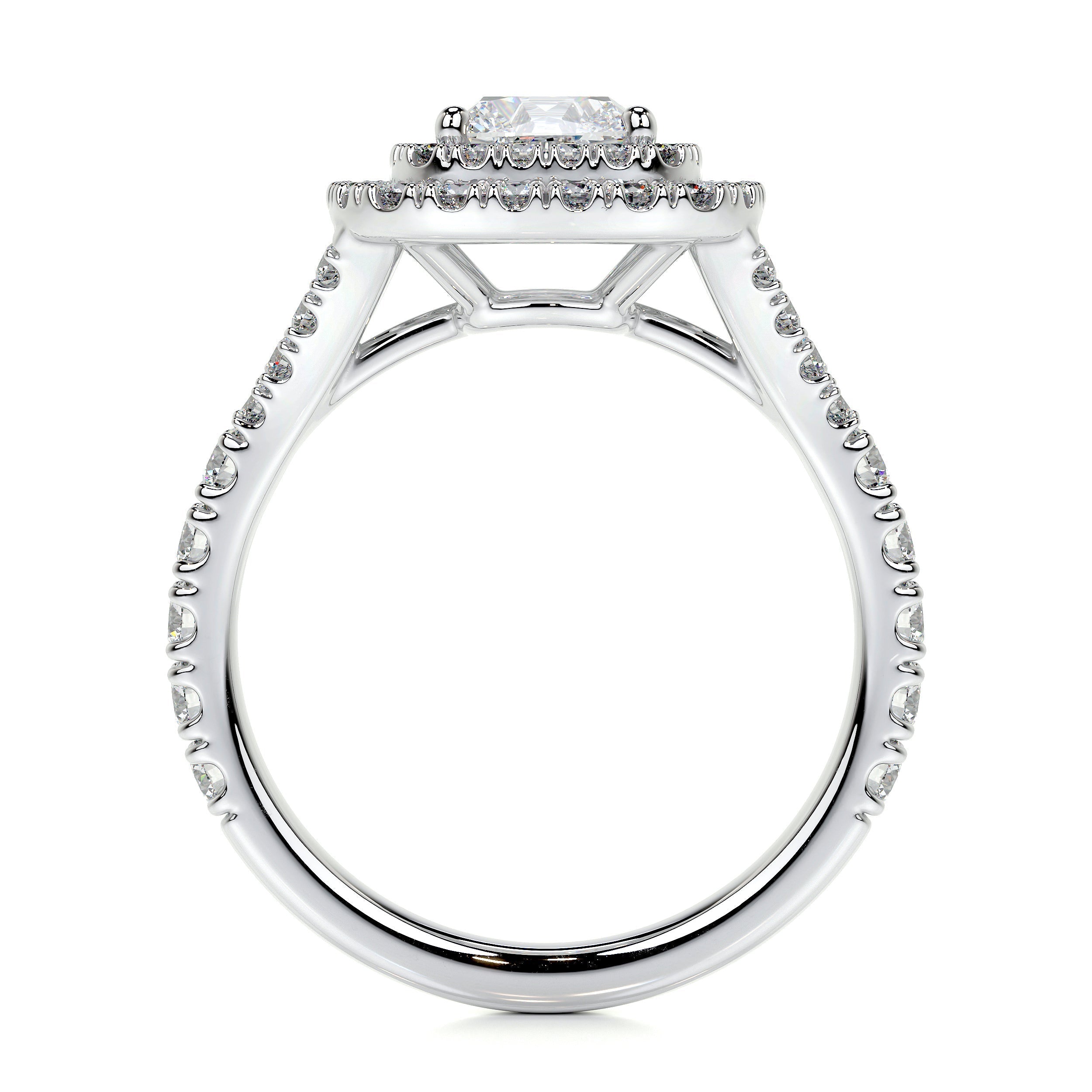 Cushion Double Halo Split Shank Lab Grown Diamond Engagement Ring