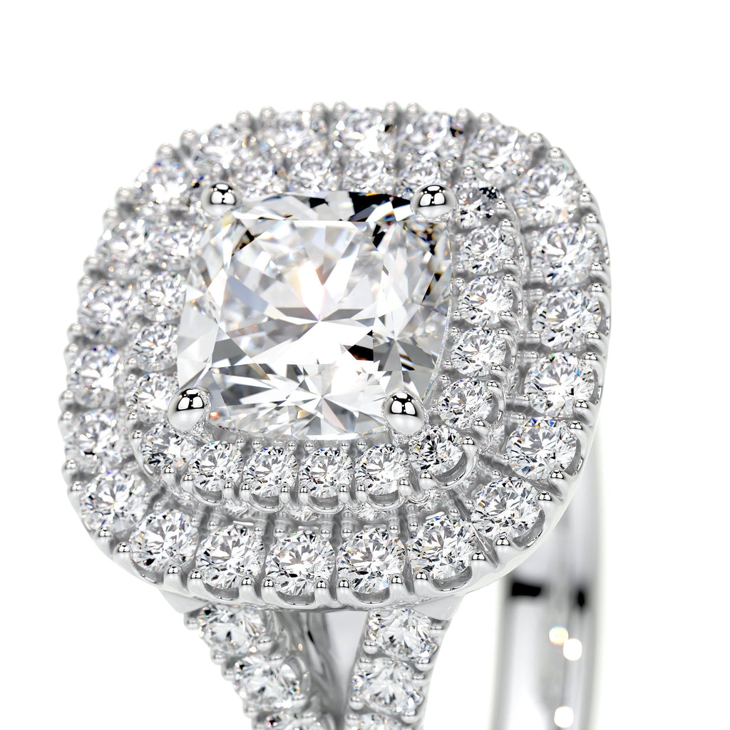 Cushion Double Halo Split Shank Lab Grown Diamond Engagement Ring