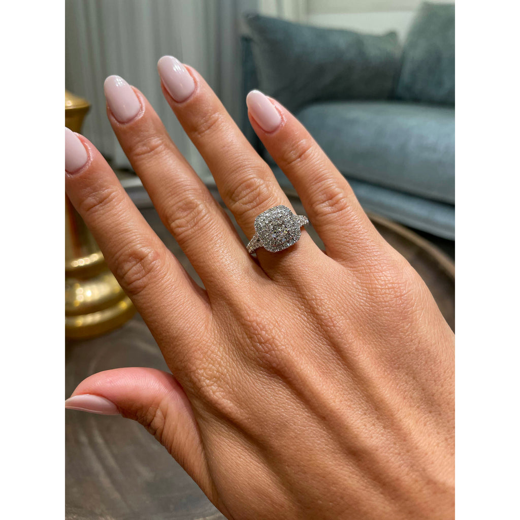 Cushion Double Halo Split Shank Lab Grown Diamond Engagement Ring