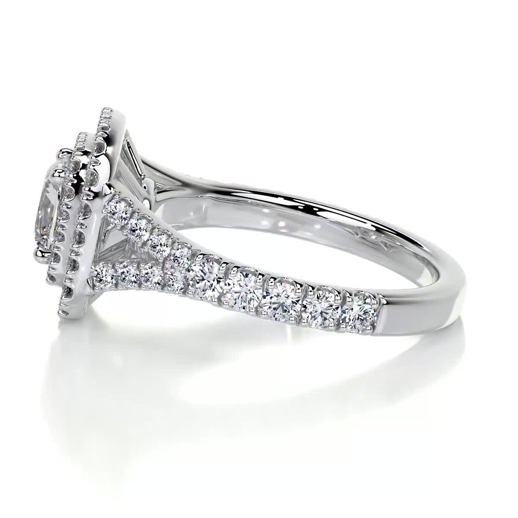Cushion Double Halo Split Shank Lab Grown Diamond Engagement Ring
