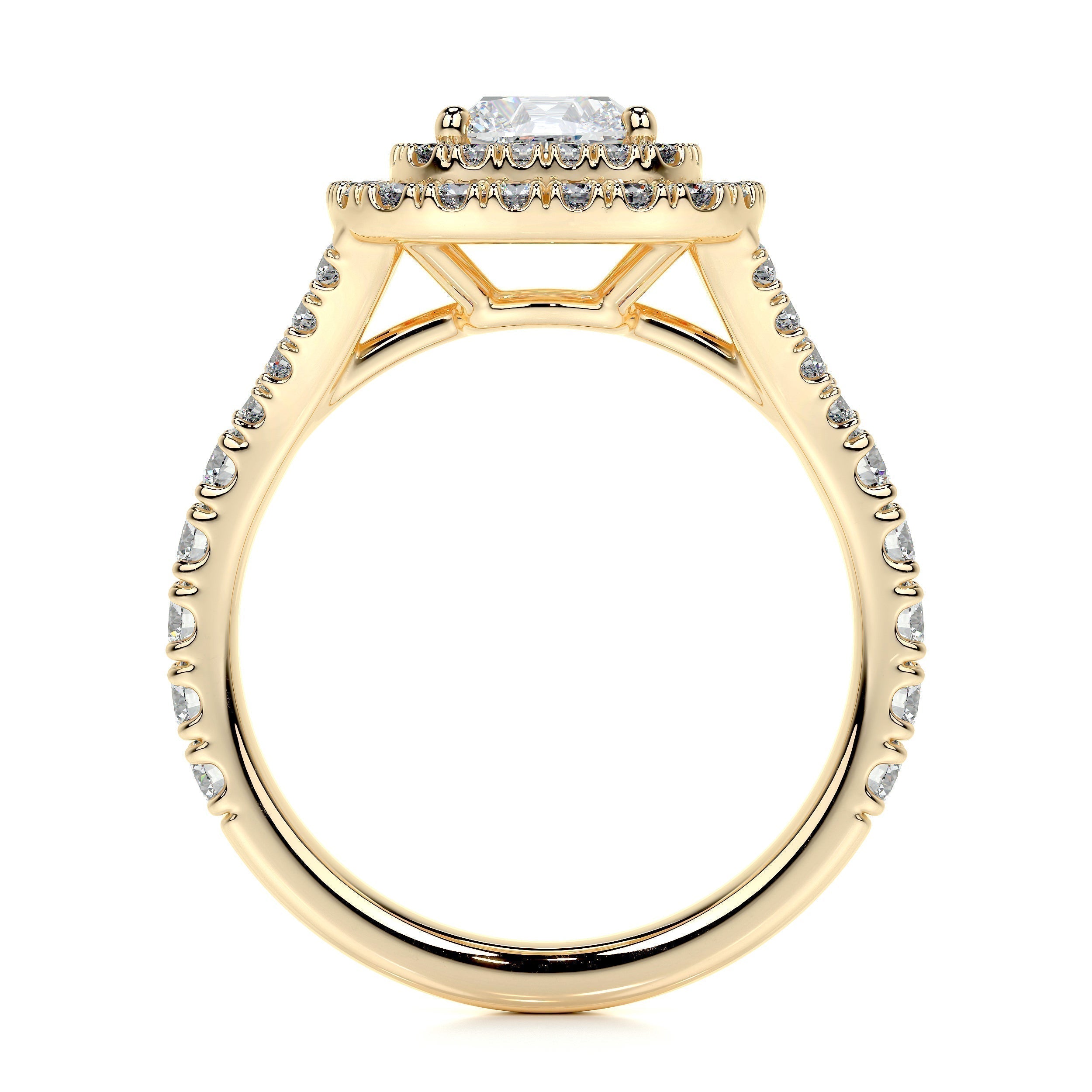 Cushion Double Halo Split Shank Lab Grown Diamond Engagement Ring