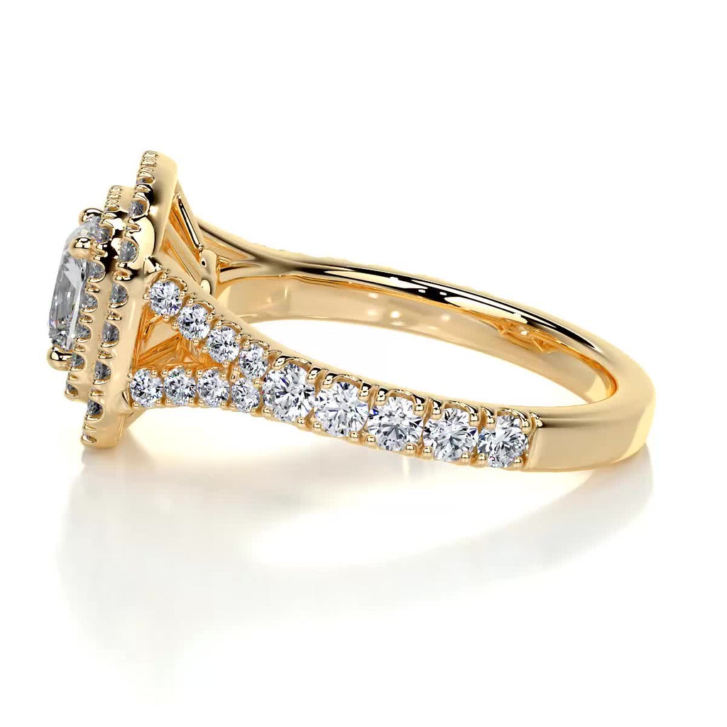 Cushion Double Halo Split Shank Lab Grown Diamond Engagement Ring