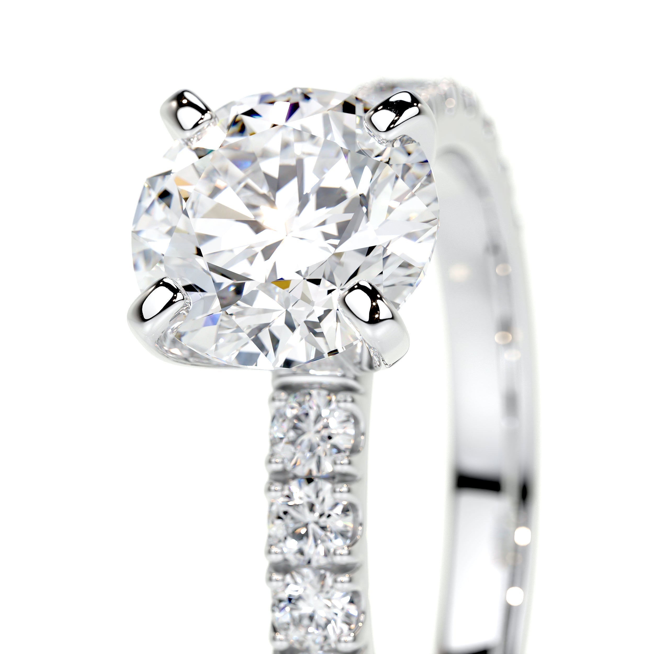 Round Pave Lab Grown Diamond Engagement Ring