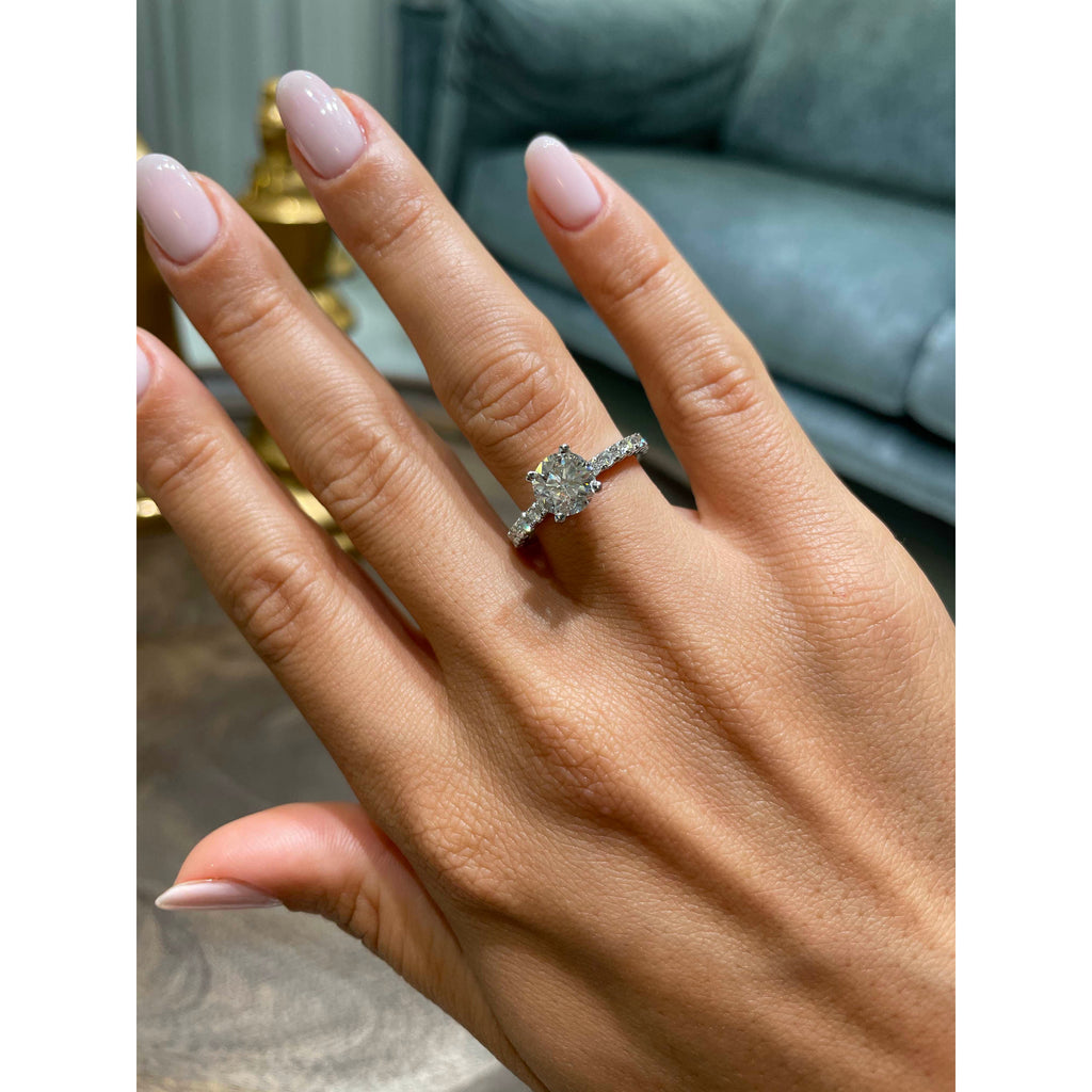 Round Pave Lab Grown Diamond Engagement Ring