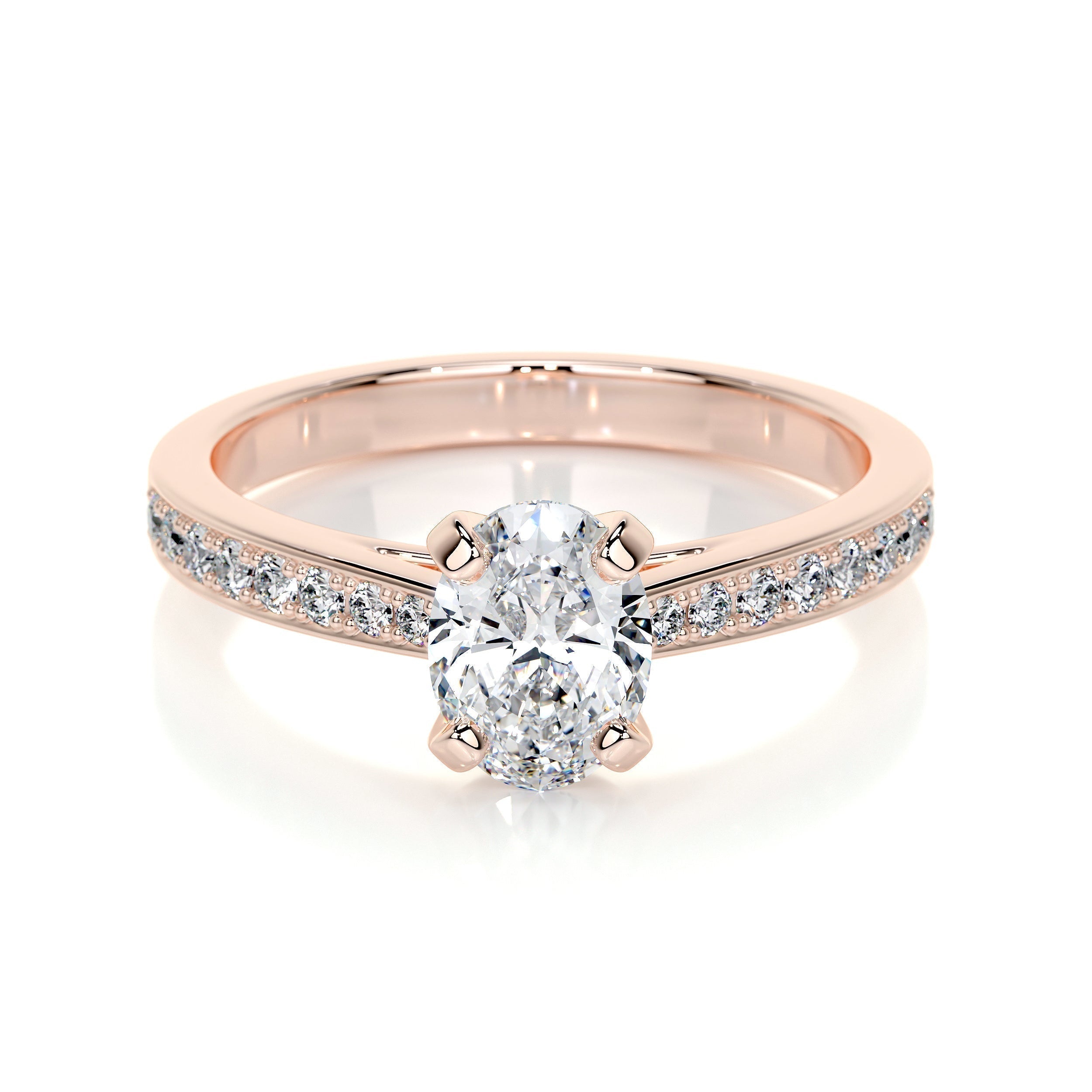 Oval Pave Lab Grown Diamond Engagement Ring