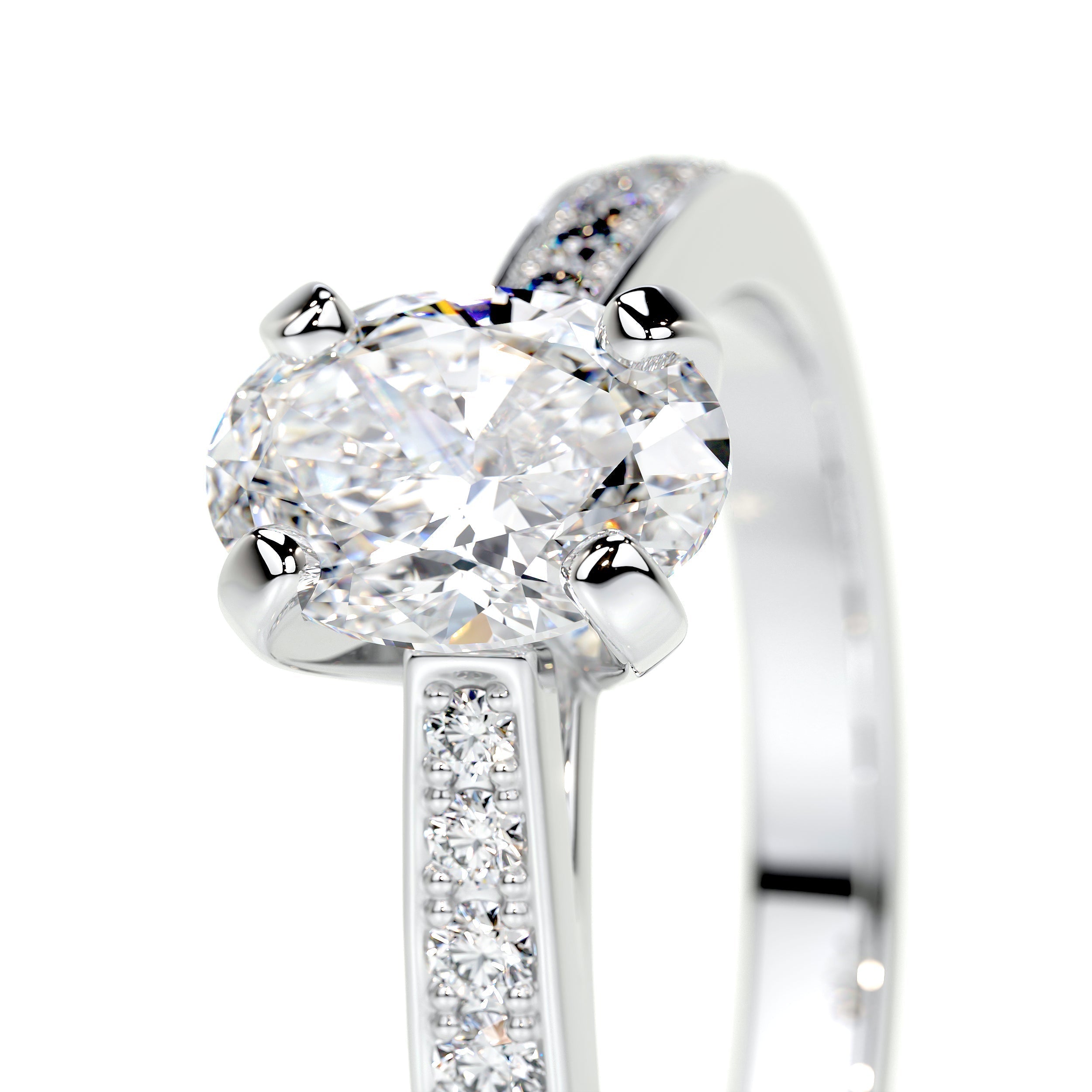 Oval Pave Lab Grown Diamond Engagement Ring