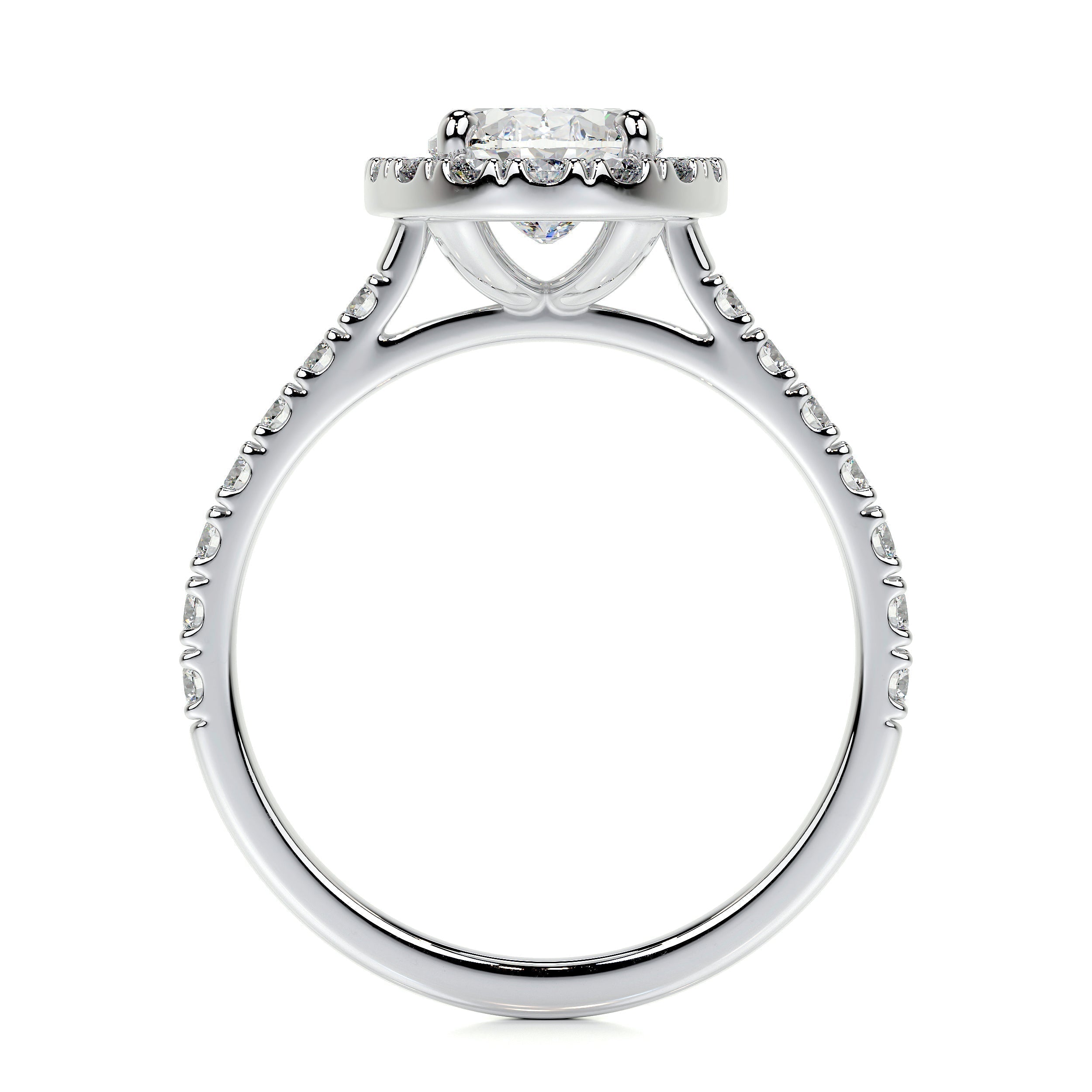 Oval Halo & Pave Lab Grown Diamond Engagement Ring