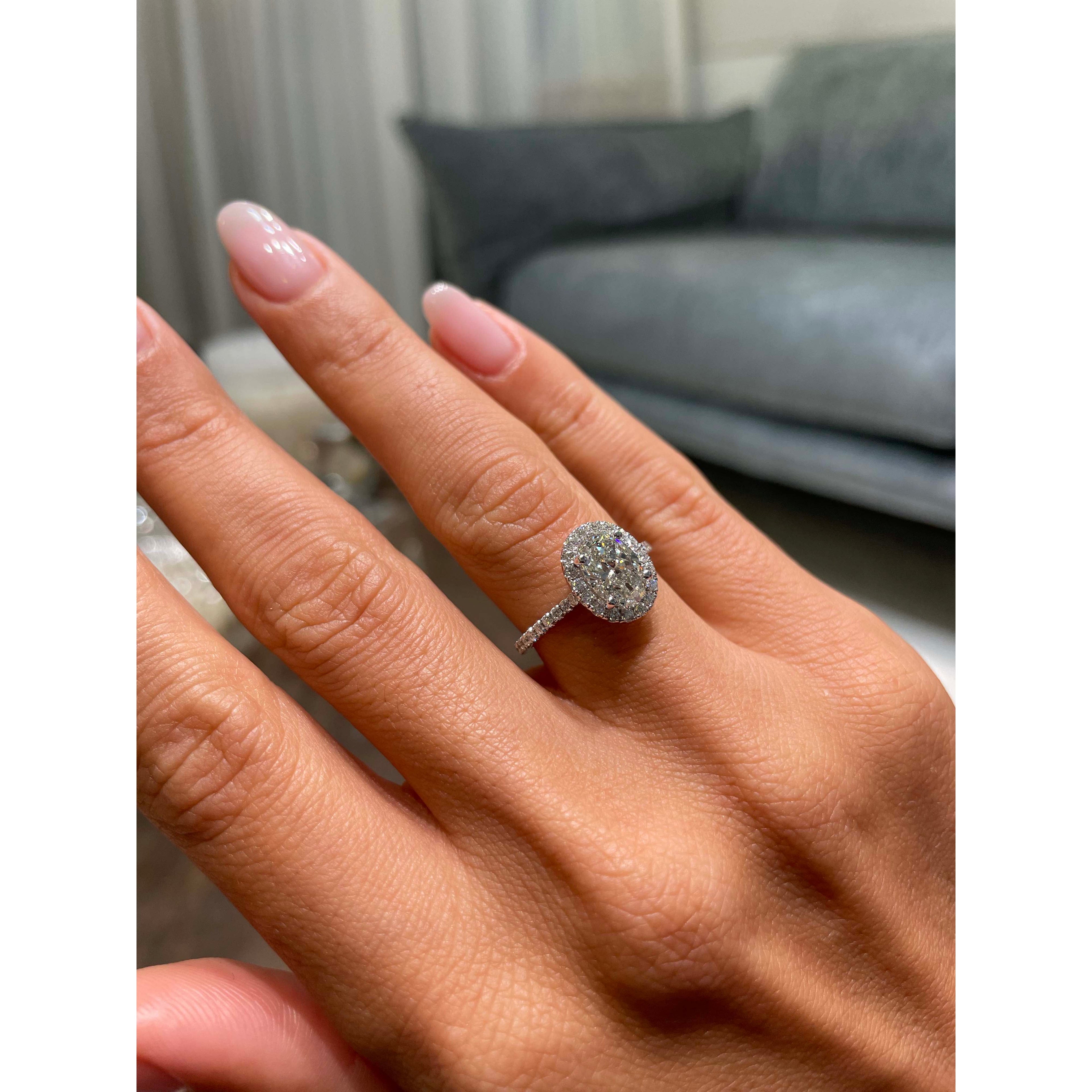 Oval Halo & Pave Lab Grown Diamond Engagement Ring