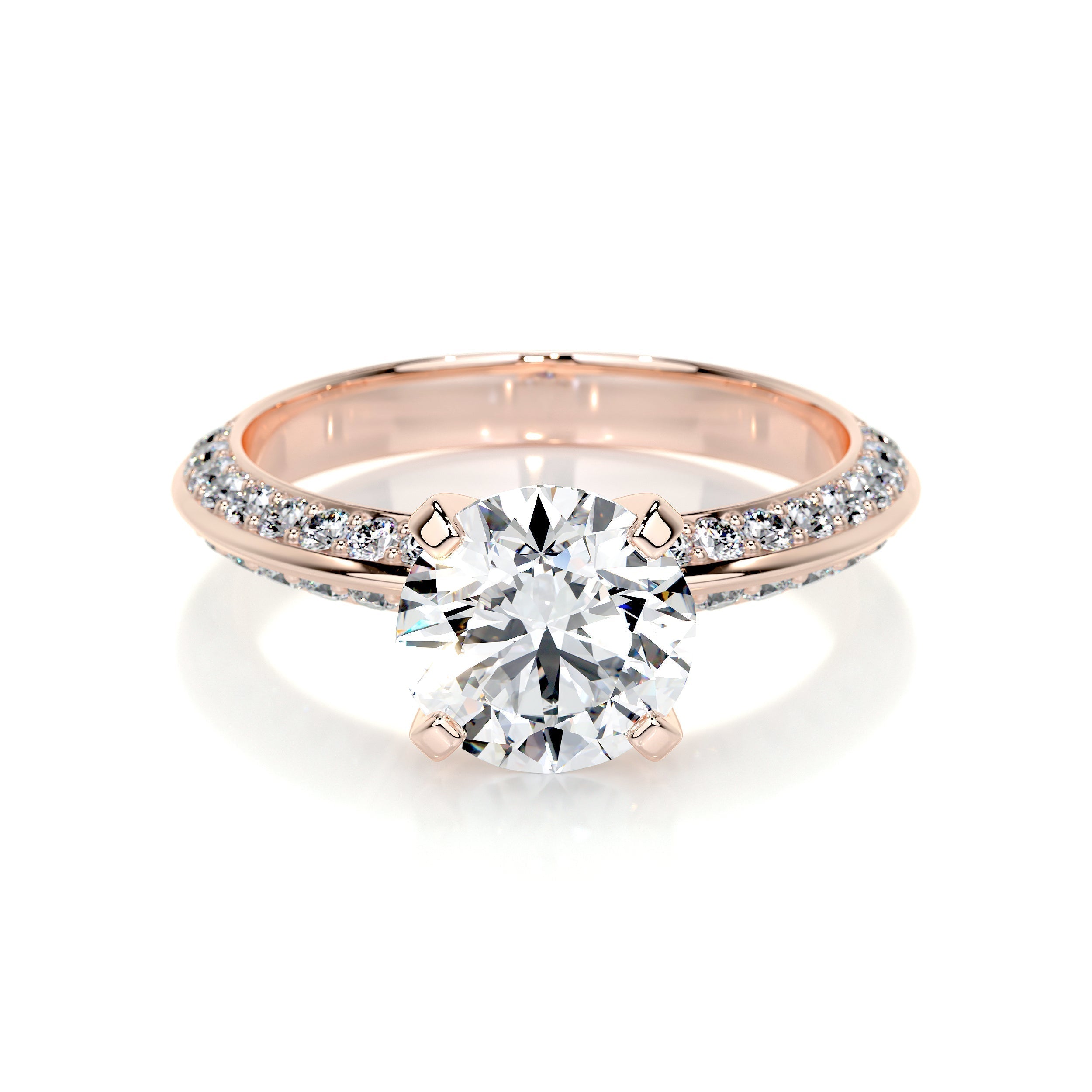 Round Pave Lab Grown Diamond Engagement Ring