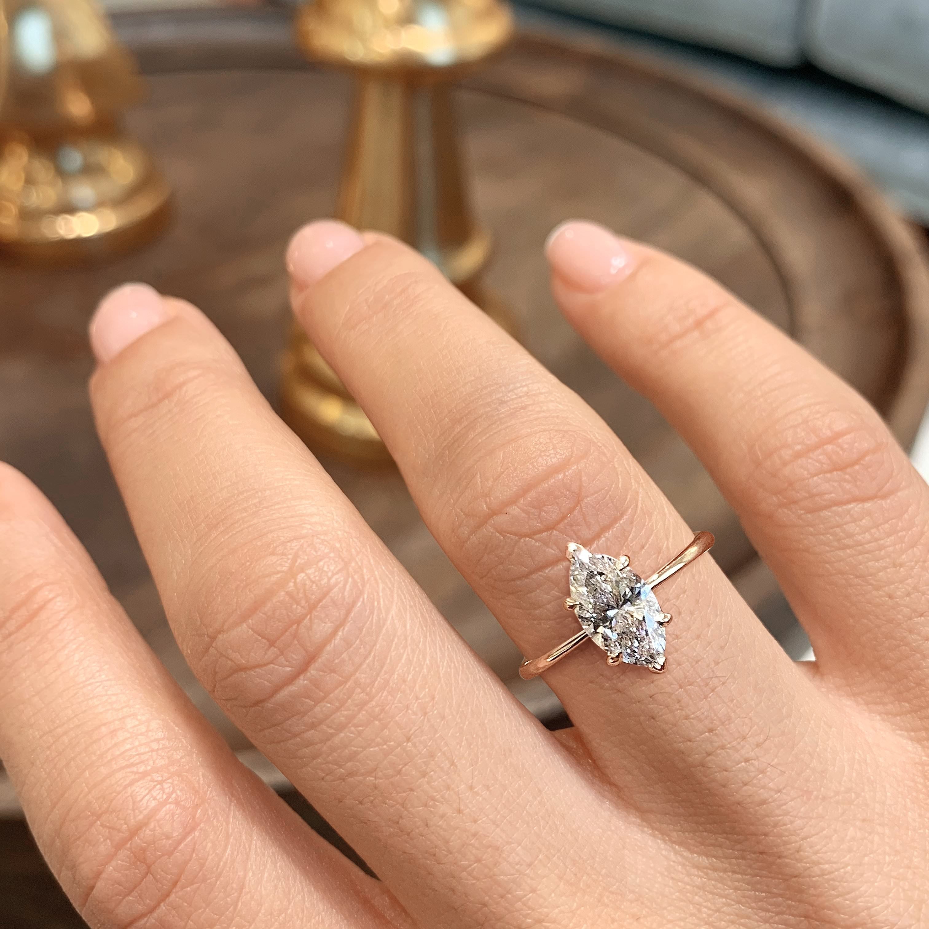 Marquise Solitaire Lab Grown Diamond Engagement Ring