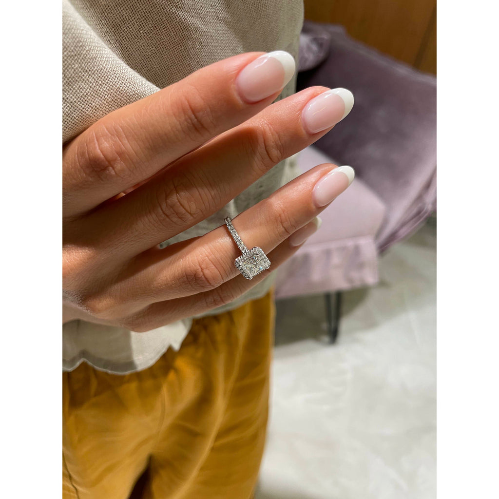 Princess Halo & Pave Lab Grown Diamond Engagement Ring