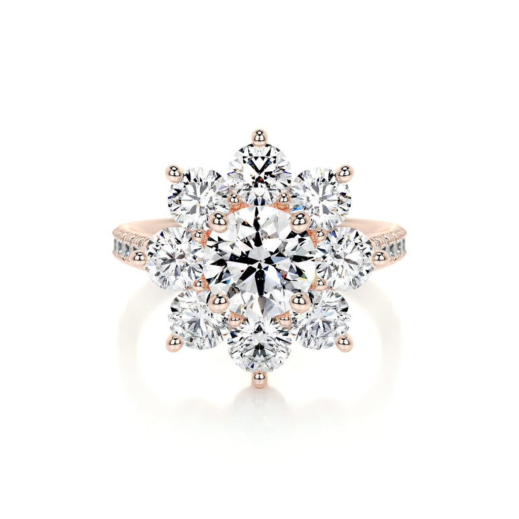 Round Floral Halo Lab Grown Diamond Engagement Ring
